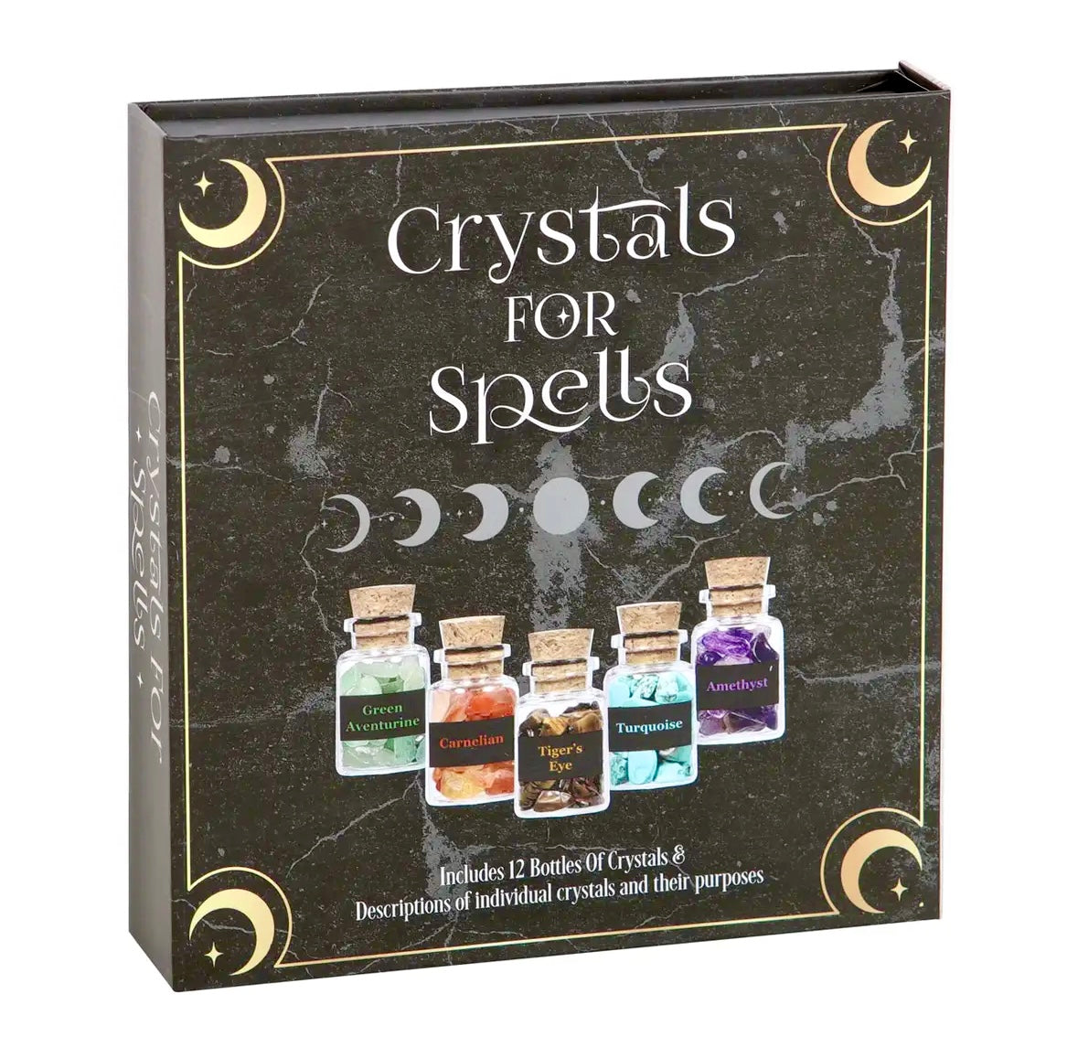 Månesøster Krystaller Crystals for Spells ☾ Krystaller til trylleformularer ☾ gaveæske med krystal Chips i flasker