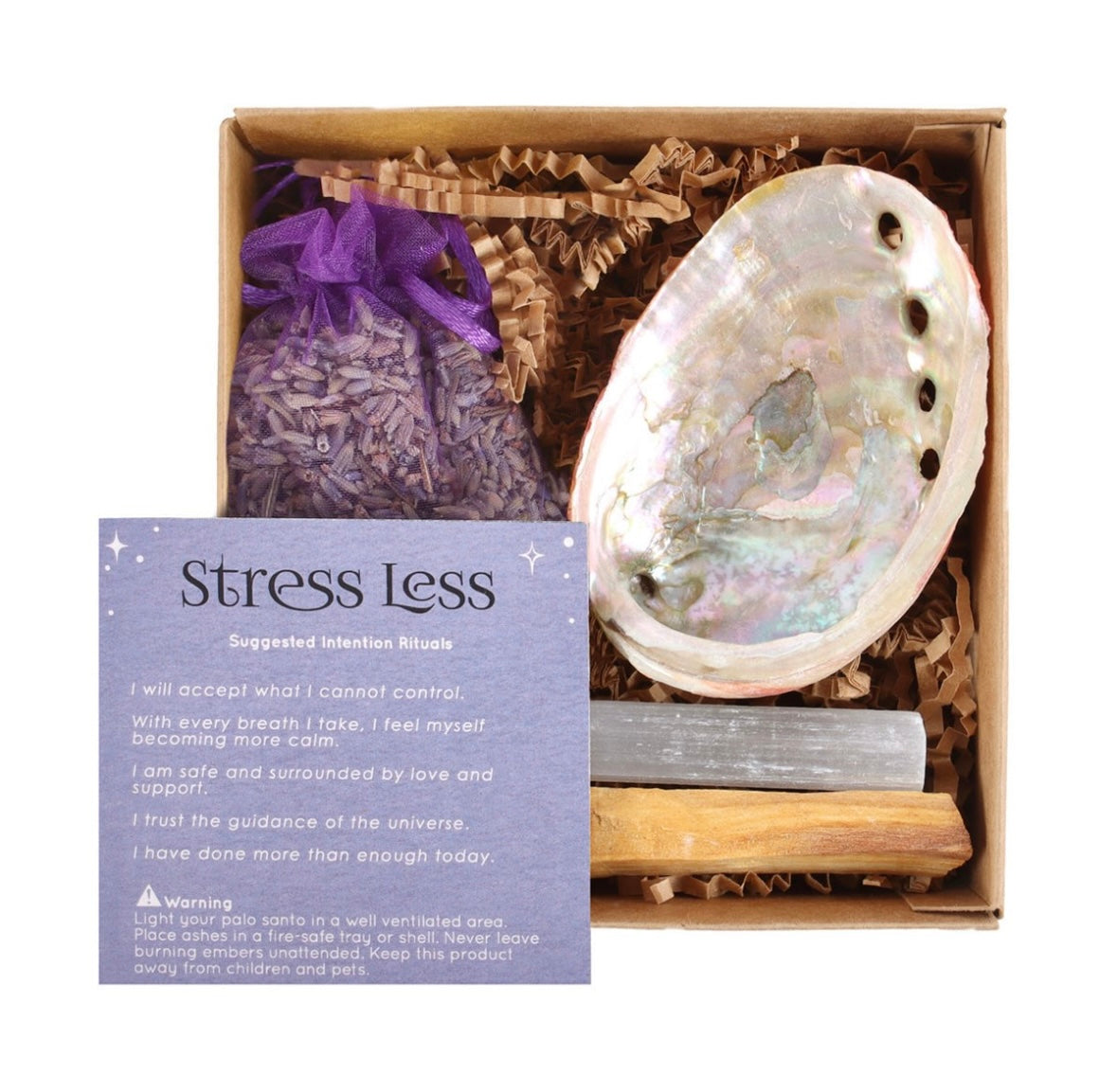 Månesøster Krystaller - Herbal Magick Stress Less Spell Kit ♡ Magisk mindre stress formular sæt i en æske ♡