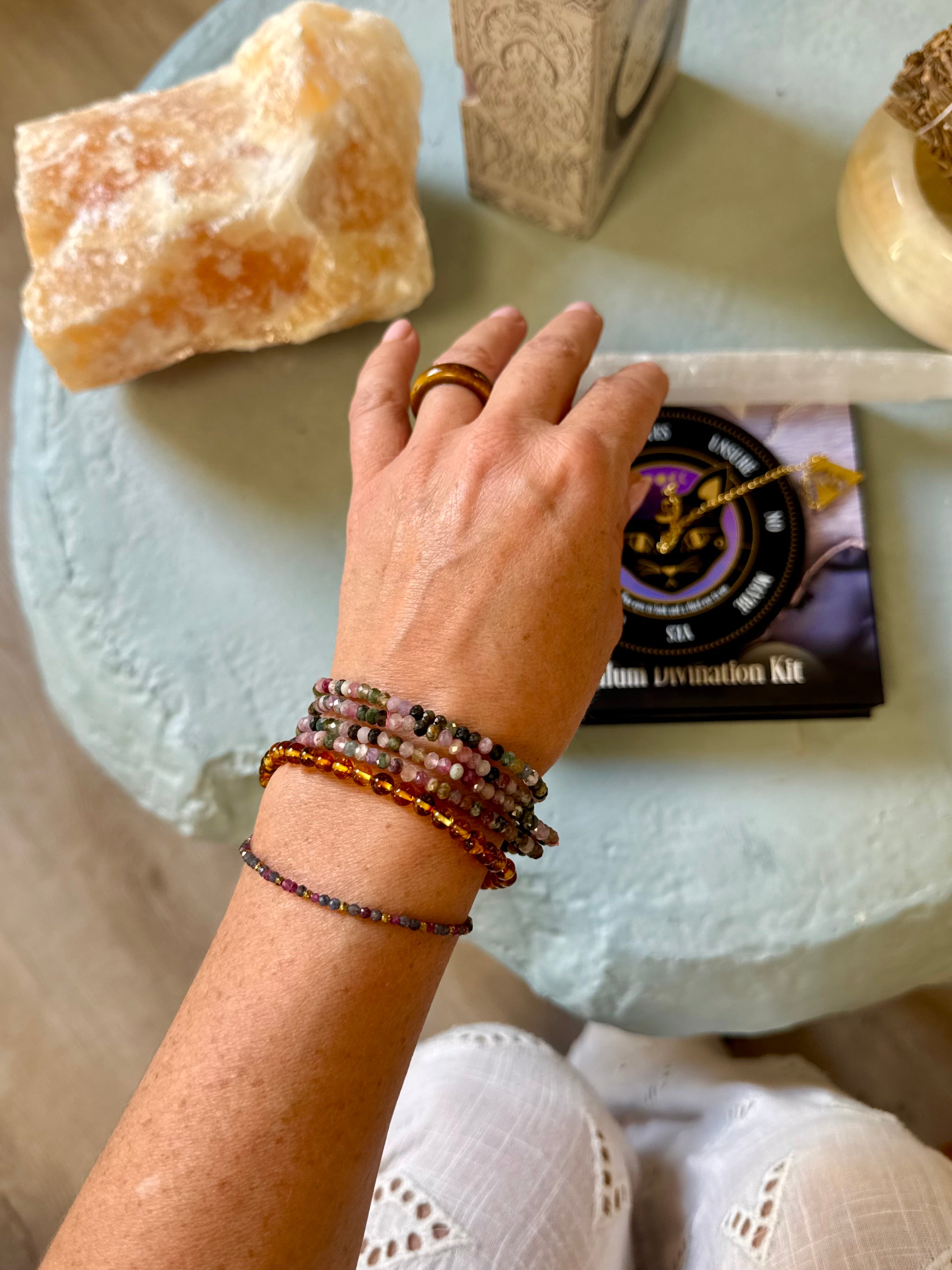 Facetteret Turmalin Armbånd ☾ flerfarvet aa turmalin- Forsoning, empati, velstand & Grounding ☾ (3x4mm)