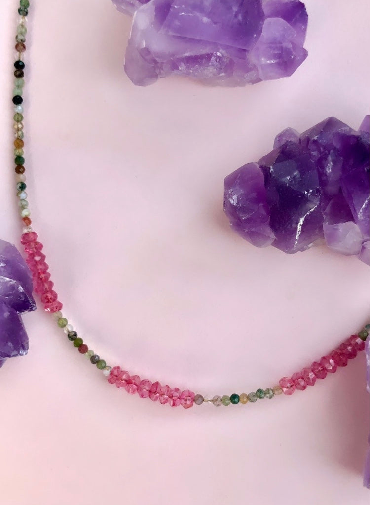 INDISK AGAT + PINK TOPAZ “Kærlighed & Selvrespekt” Choker HALSKÆDE