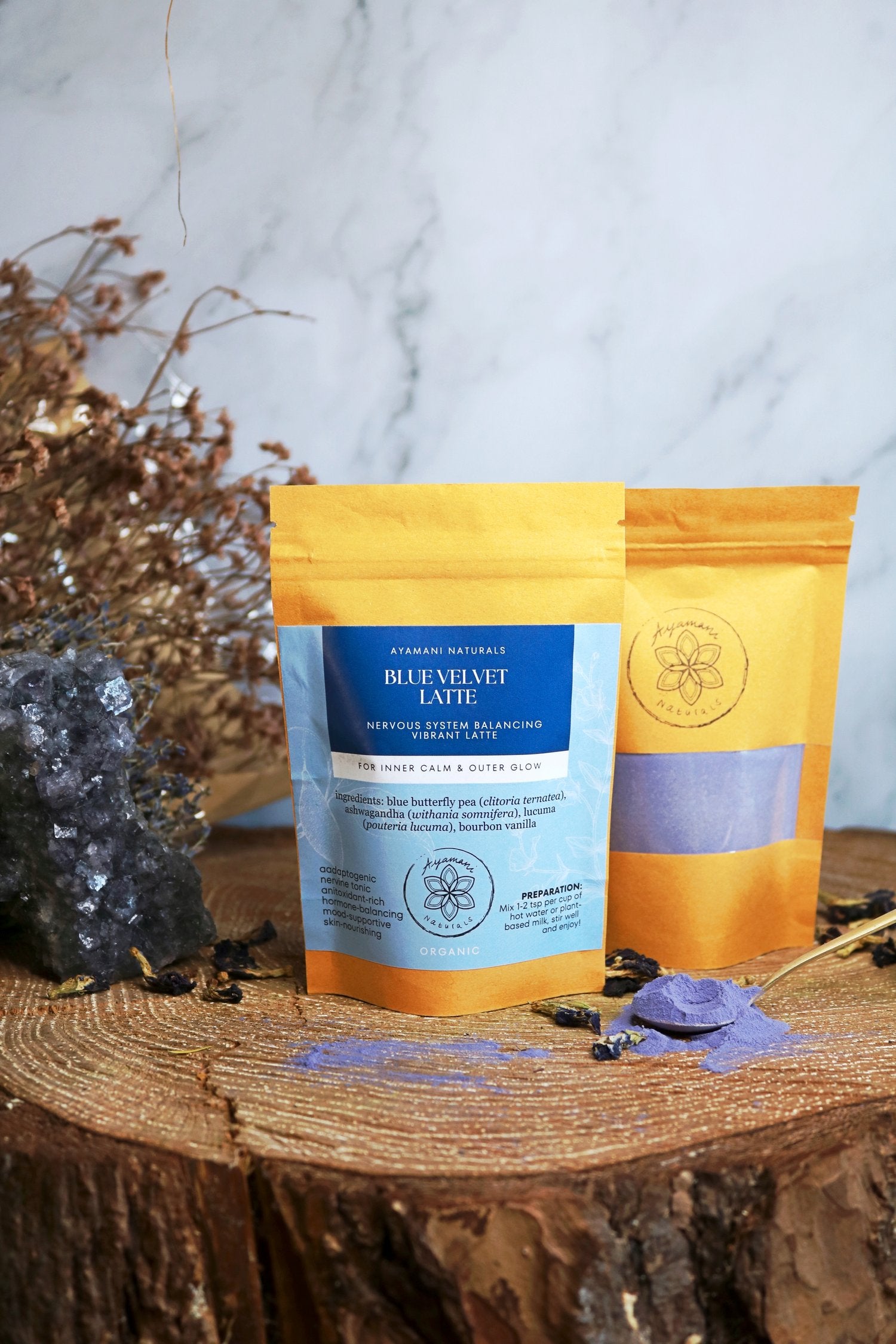 BLUE VELVET LATTE - BLUE BUTTERFLY PEA BLEND fra Ayamani - 30 gram