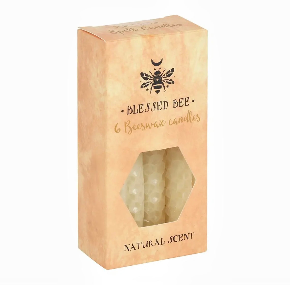 Månesøster Krystaller - Sæt med 6 cremefarvede ☾ Bivoks magic SPELL CANDLES ☾