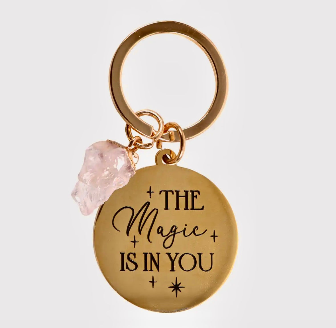 Månesøster Krystaller Rosenkvarts Nøglering ♡ The magic is in you ☾