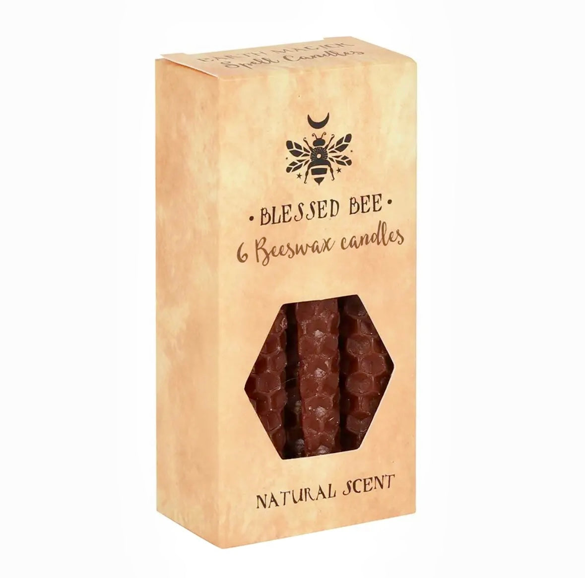 Månesøster Krystaller - Sæt med 6 brune ☾ Bivoks magic SPELL CANDLES ☾ MAANESOESTER.DK / MÅNESØSTER.DK