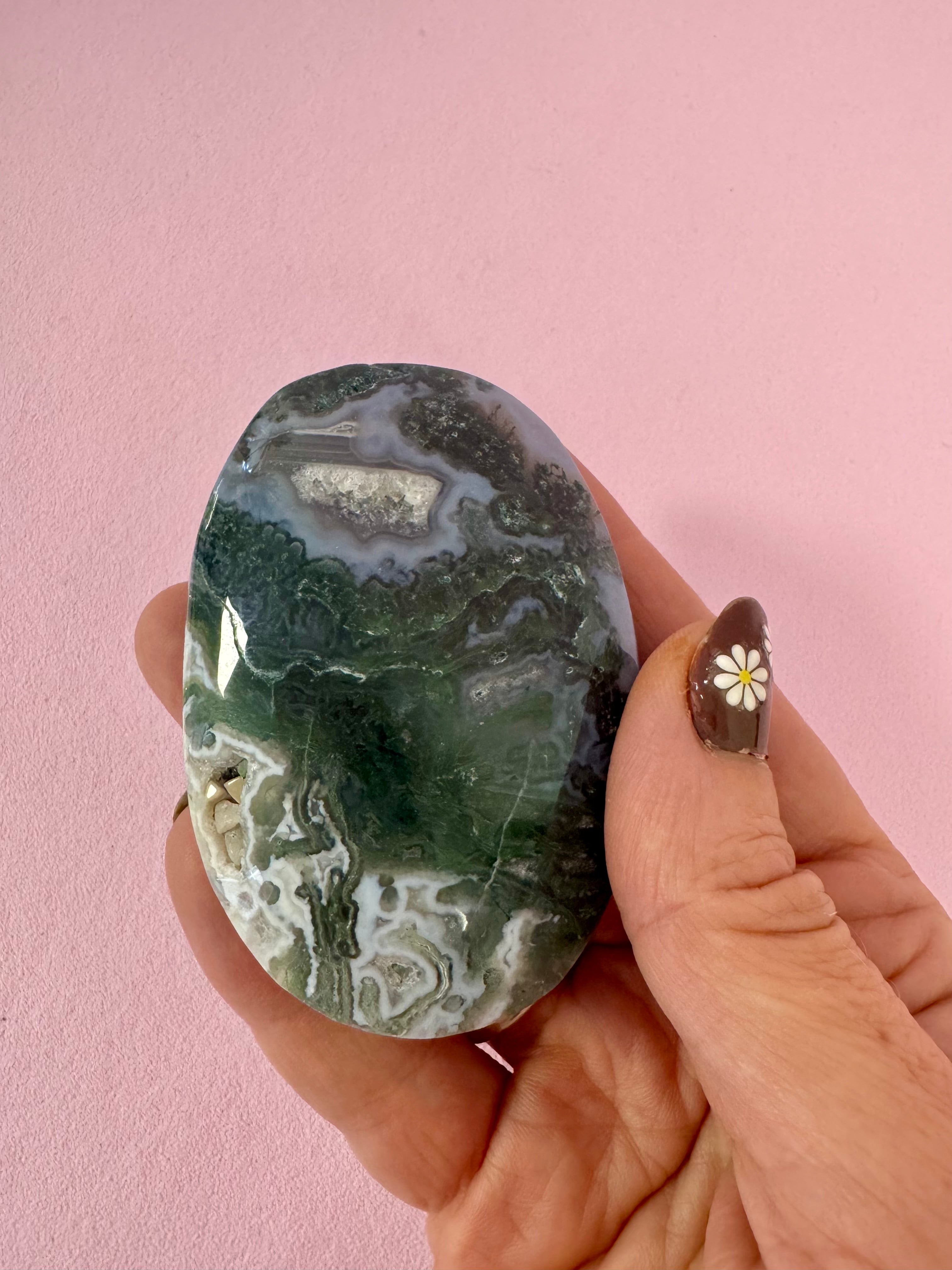 Mosagat palmstone ☾ Kærlighed, overskud & samhørighed 7x4,7 cm