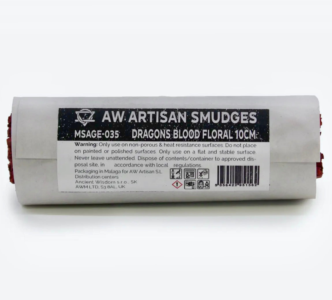 Dragon’s Blood Smudge ☾ Guddommelig Udrensning - Med Salvie & Rosenblade - (10 cm.)