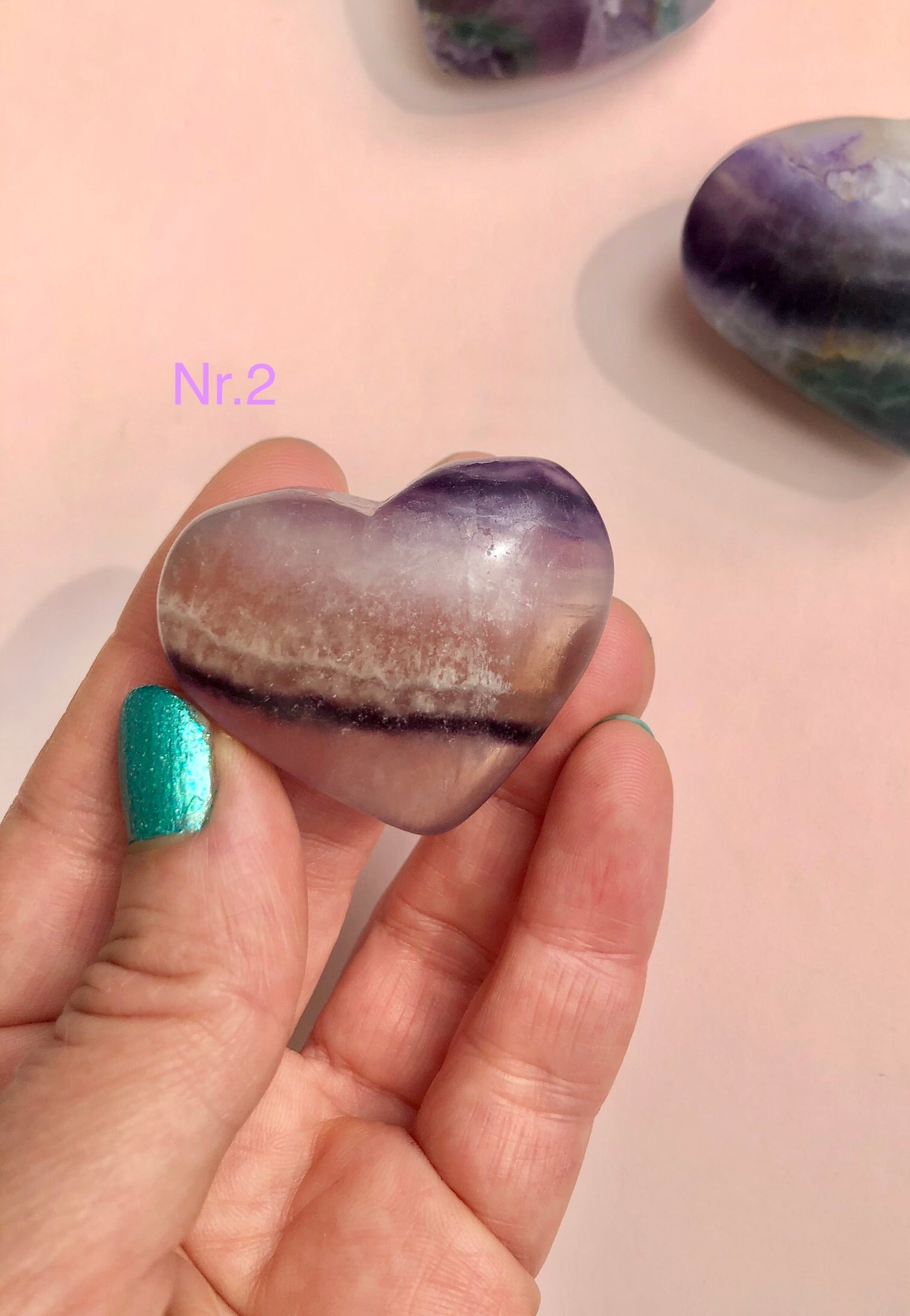 Regnbue Fluorit Hjerter ☾ Koncentration, Grounding & Balance ☾ (Nr. 1-5)