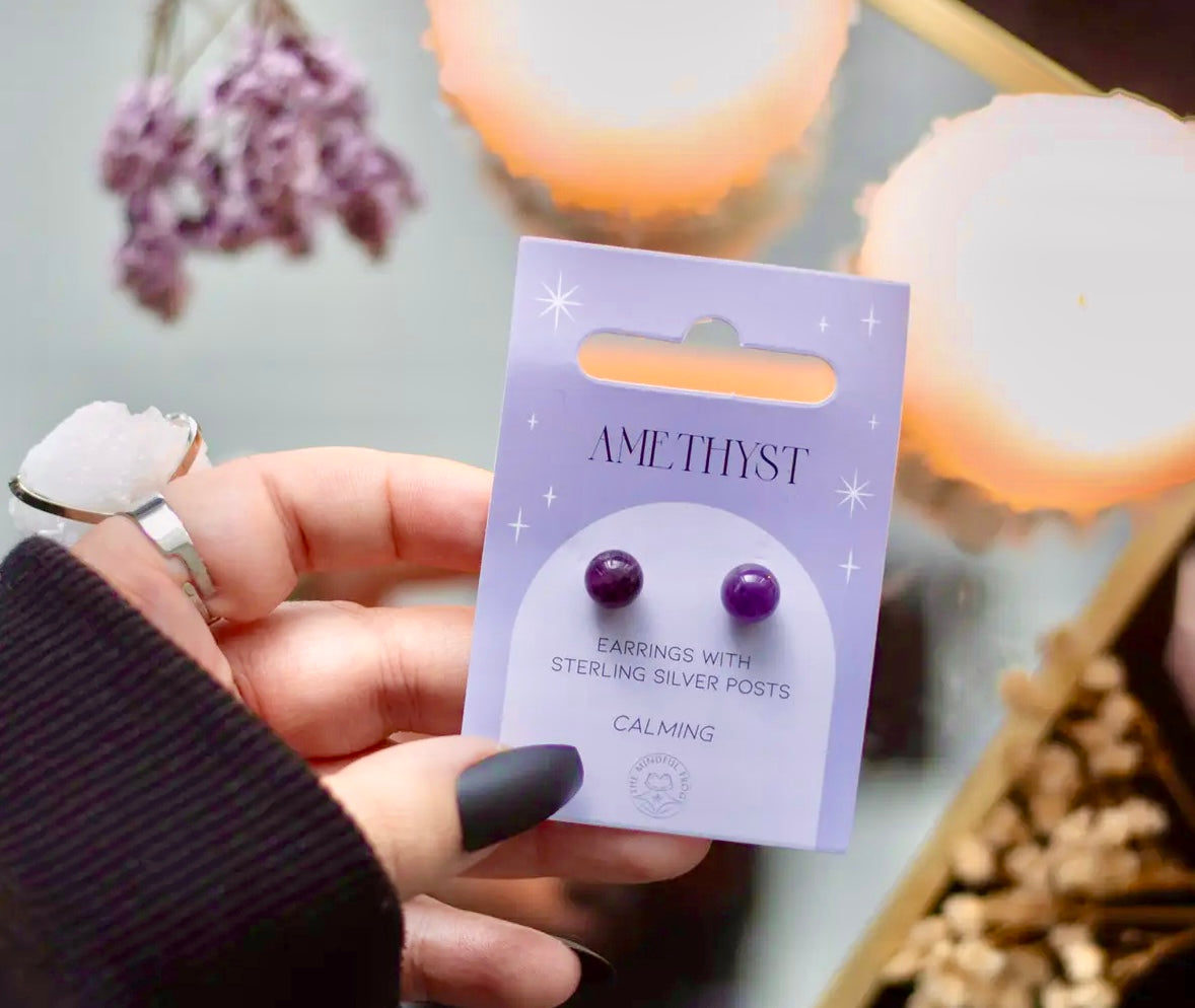 Månesøster Krystaller Ametyst ØRERINGE ☾ RO, HEALING & SELVKÆRLIGHED