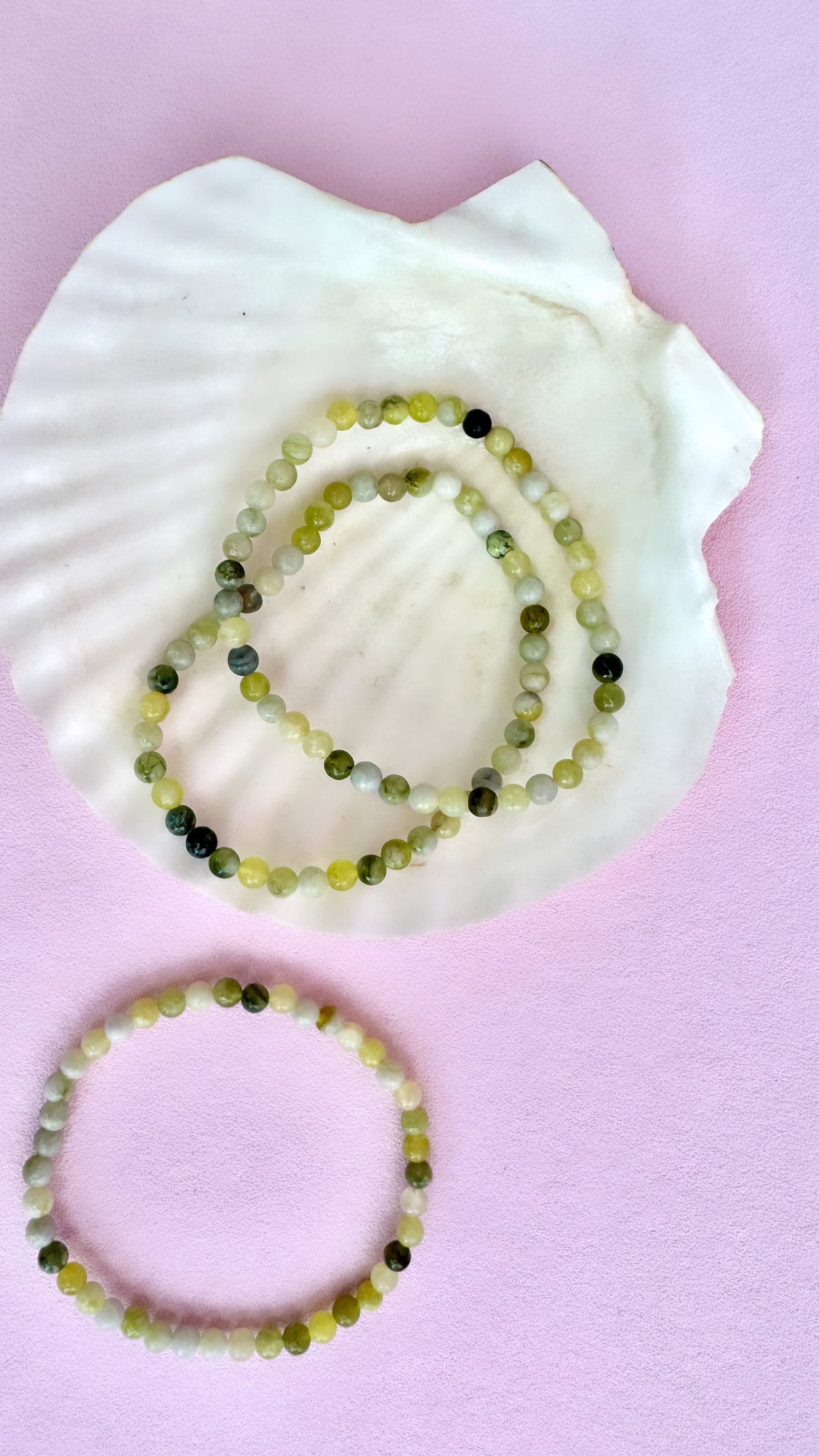 Månesøster Krystaller Serpentin Armbånd ☾ Rensende, Balance, Vitalitet, Kundalini, Personlig transformation, Natur, Healing og Spiritualitet ☾ 4mm