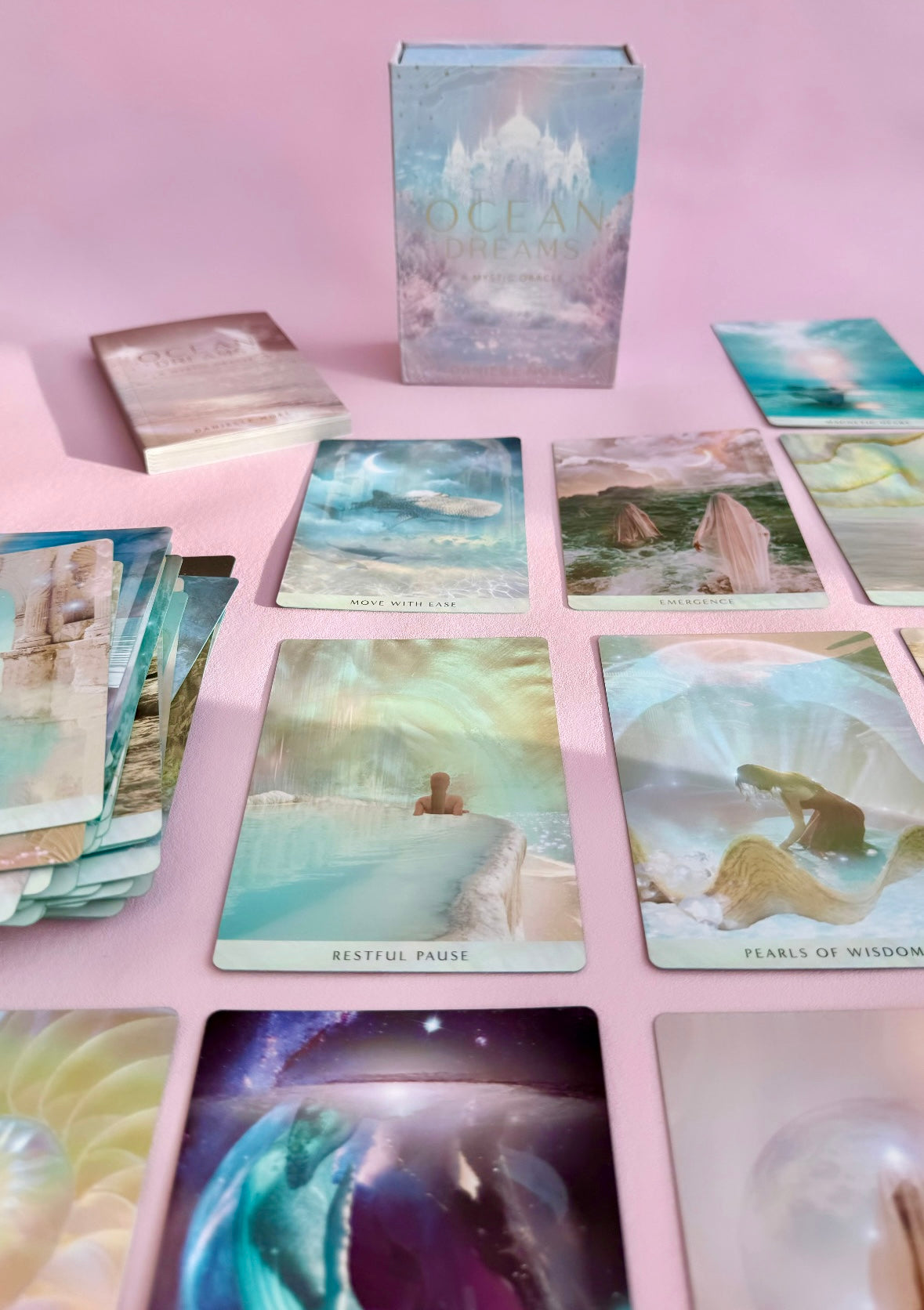 Månesøster Krystaller Ocean Dreams Orakel Kort - Luksuriøse kort med en turkis, glitrende ryg - Danielle Noel - https://maanesoester.dk www.månesøster.dk