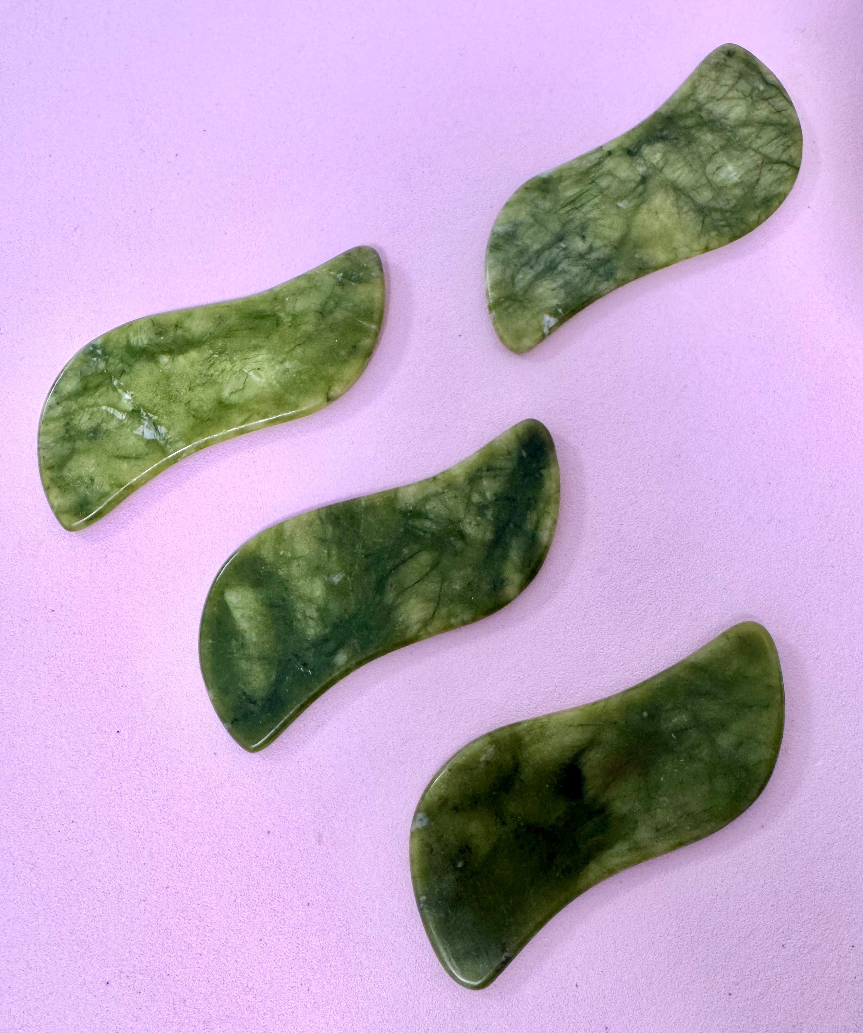 Gua sha - S SHAPED grøn jade