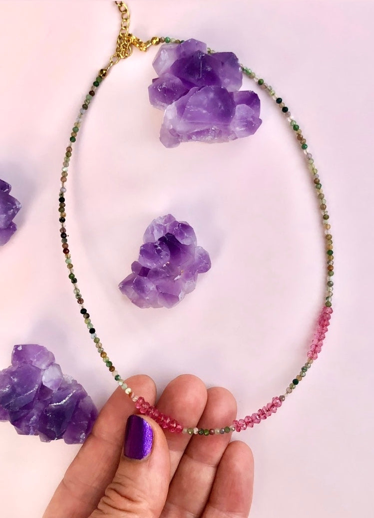 INDISK AGAT + PINK TOPAZ “Kærlighed & Selvrespekt” Choker HALSKÆDE