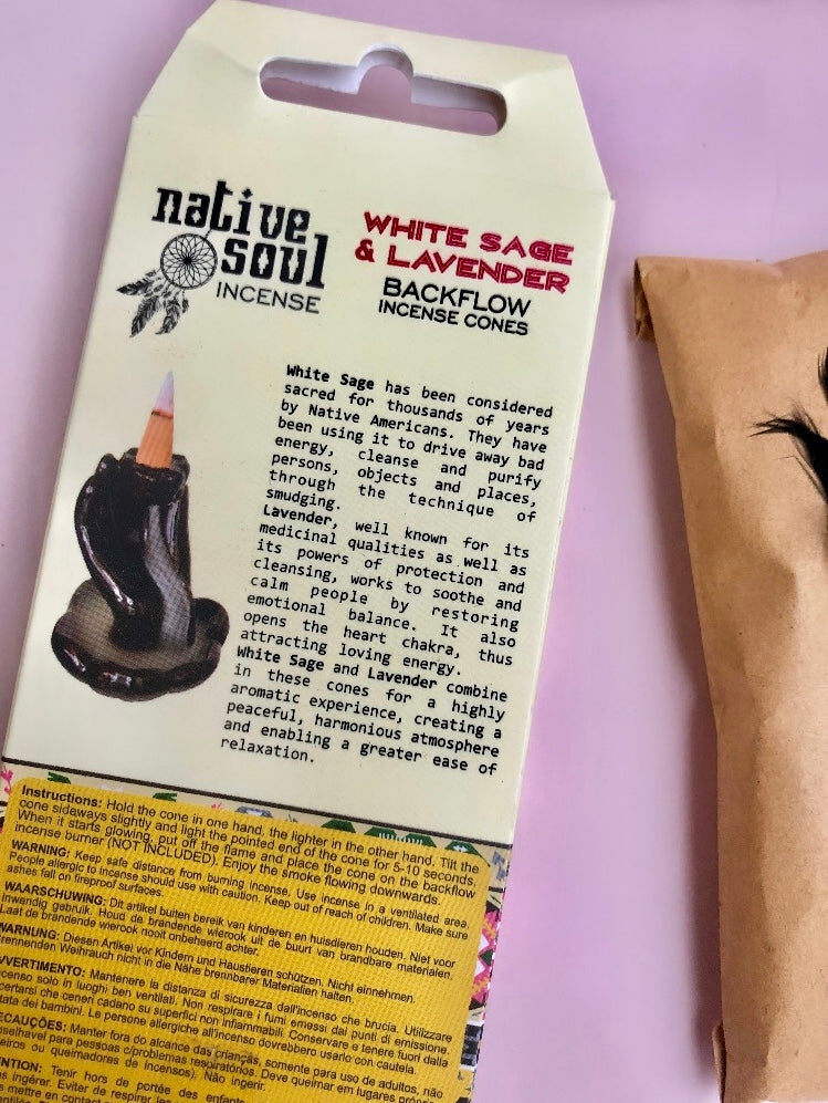 Månesøster Krystaller Native Soul Backflow kegler Hvid Salvie og Lavendel