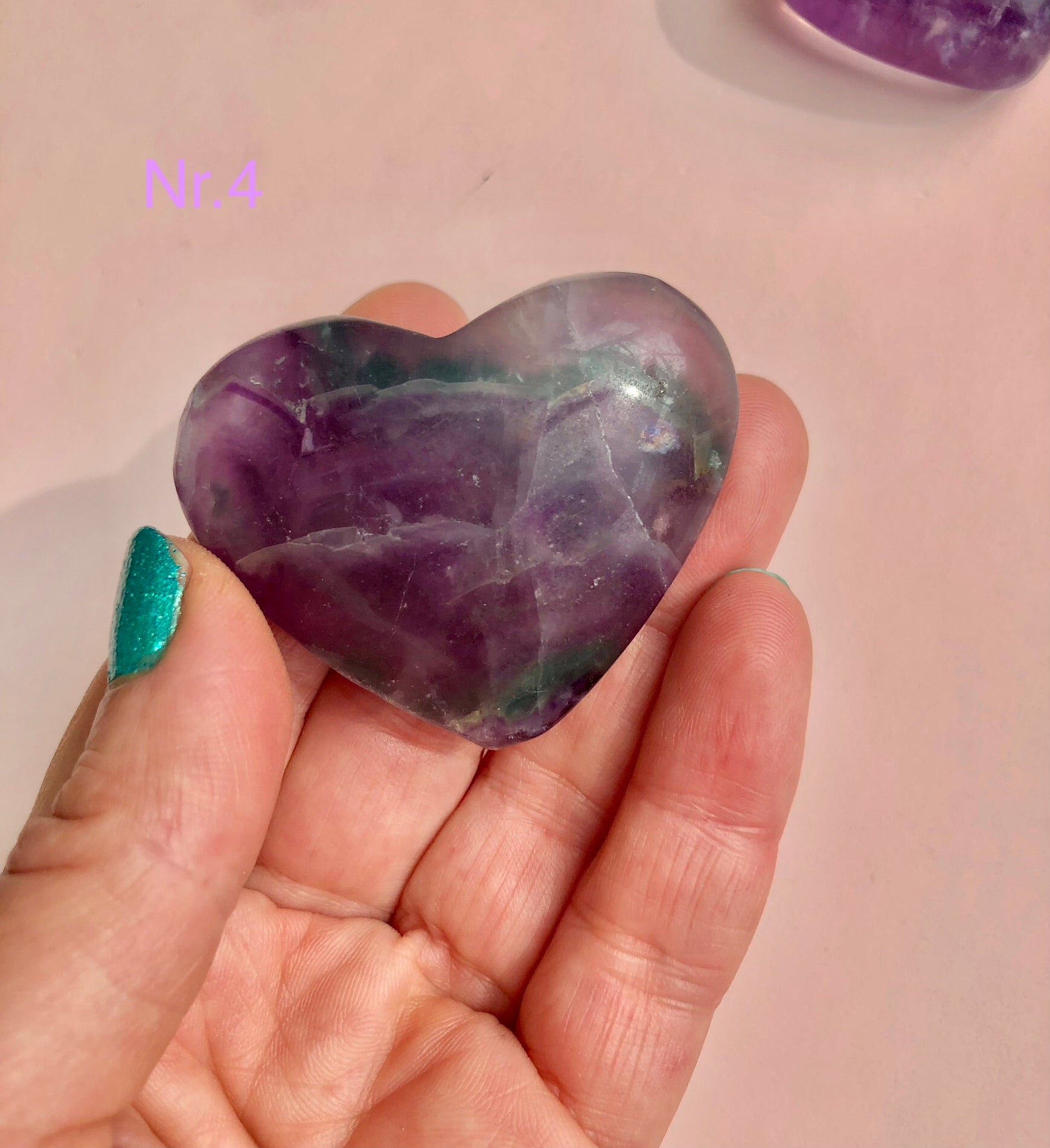 Regnbue Fluorit Hjerter ☾ Koncentration, Grounding & Balance ☾ (Nr. 1-5)