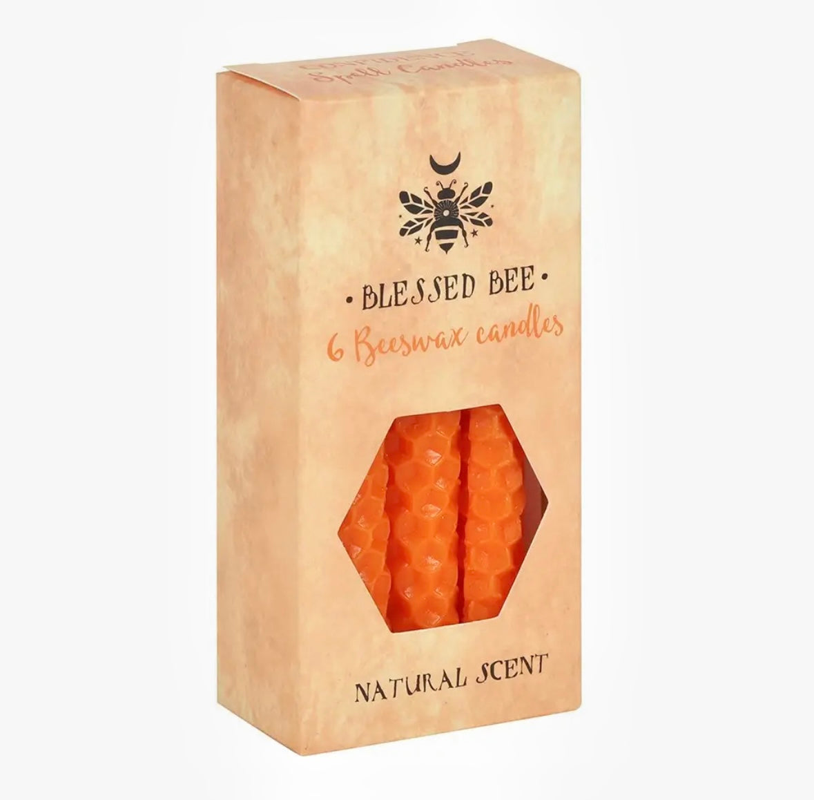 Sæt med 6 orange ☾ Bivoks magic SPELL CANDLES ☾