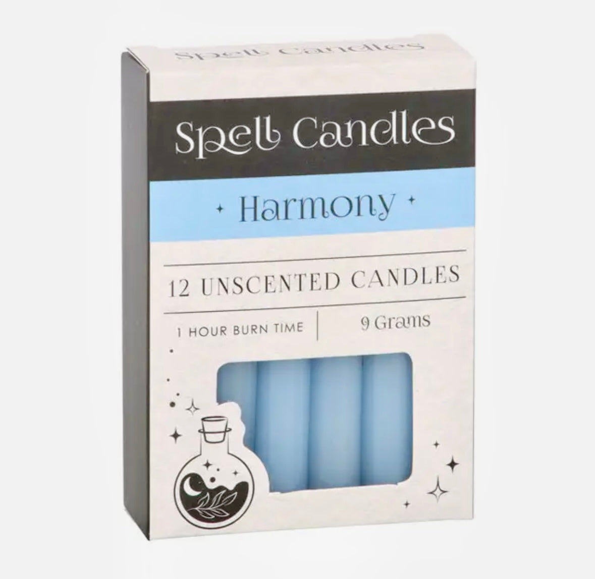 Månesøster Krystaller - Stearinlys - LyseBlå ☾ Harmony SPELL CANDLES ☾ For Harmoni