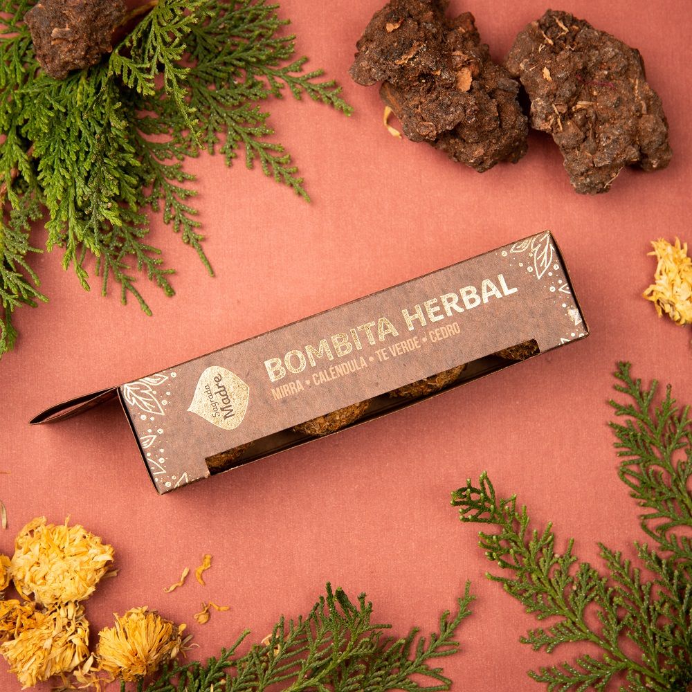 Bombita herbal Destrabar” – Slip Blokeringer & Genskab Flow - Æske med 4 Håndlavet Røgelses Smudge Kugler fra Sagrada Madre