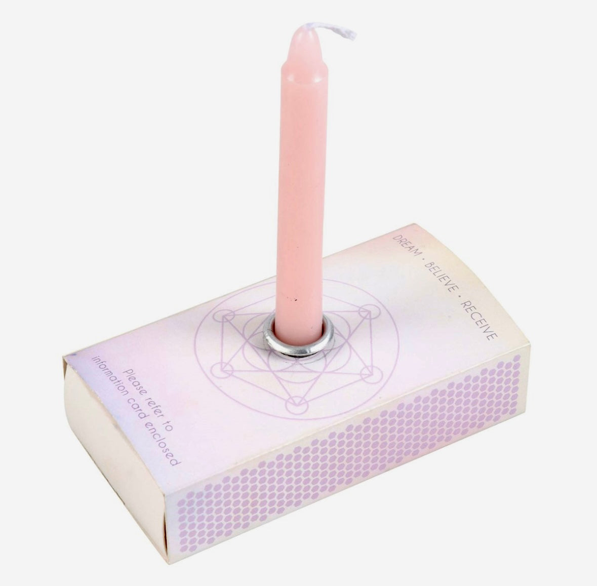 MANIFESTATION SPELL CANDLES
☾ 3 lyserøde lys i en æske til manifestations ceremoni ☾