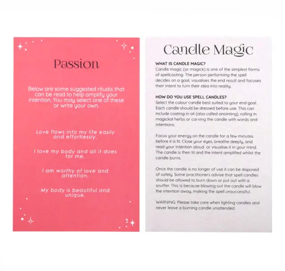 Månesøster Krystaller Røde ☾ Passion SPELL CANDLES ☾ For lidenskab - Stearinlys