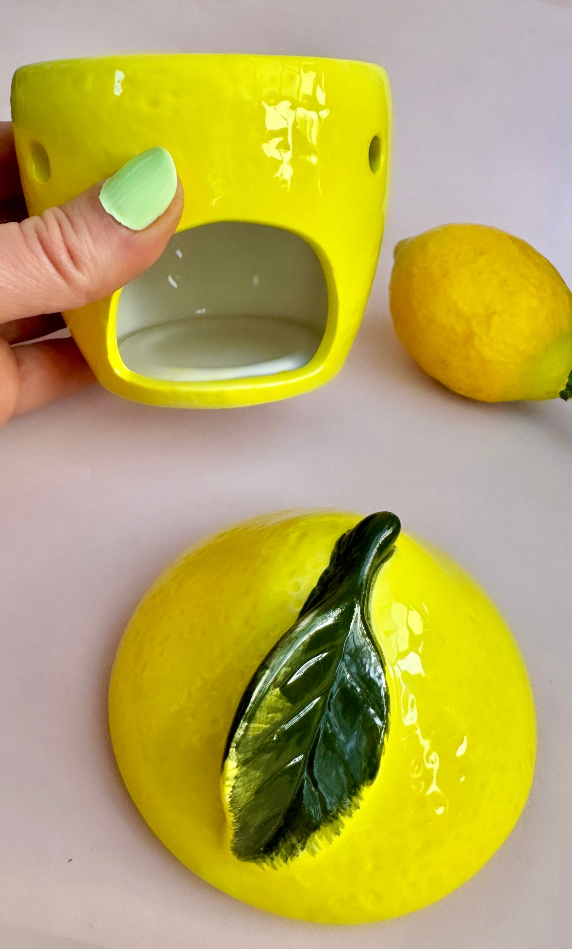 Månesøster Krystaller Voks-røgelses Brænder - Citron Til Aromaterapi