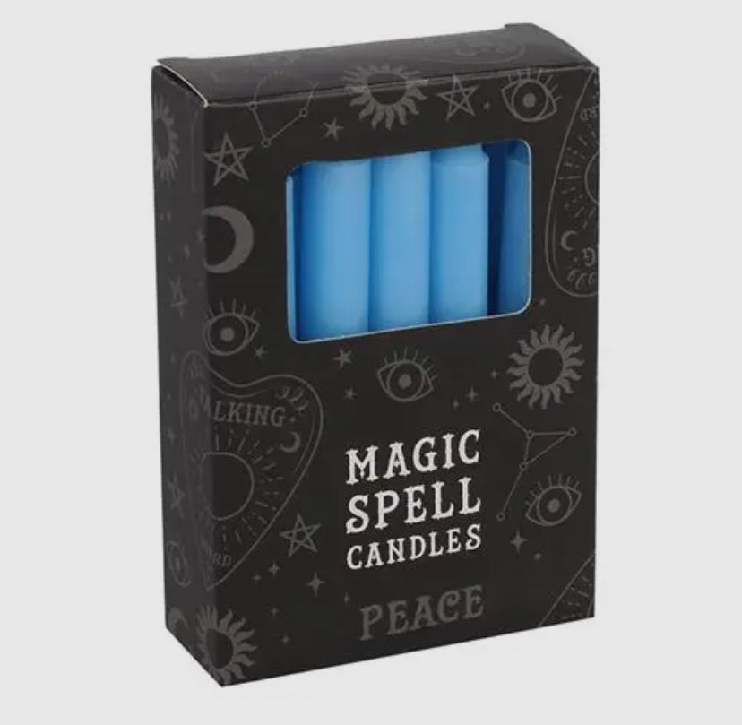 Magic SPELL CANDLES ☾ Lyseblå - Peace - pakke med 12 lys