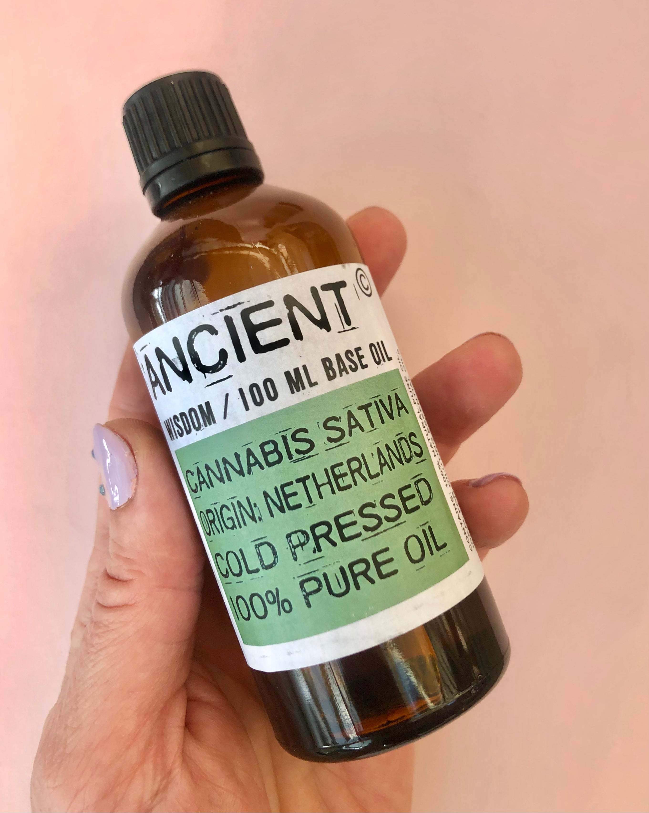 Månesøster Krystaller - Hampefrø Olie ☽ fra Ancient Wisdom - 100 ml. / MAANESOESTER.DK / MÅNESØSTER.DK