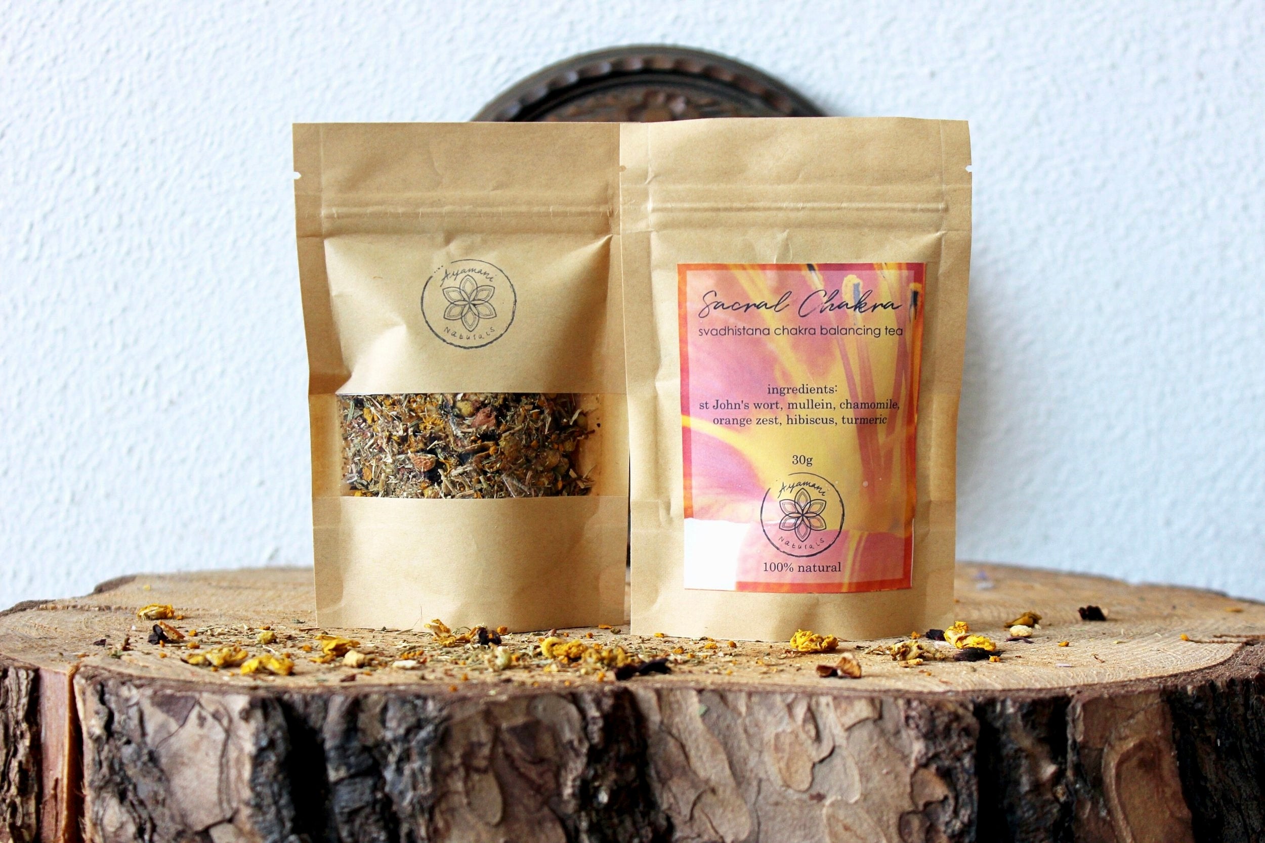 Månesøster Krystaller Horsens - Sacral Chakra Tea ☽ Sakral Chakra Te Fra Ayamani Naturals ☽ 100 gram / MAANESOESTER.DK / MÅNESØSTER.DK