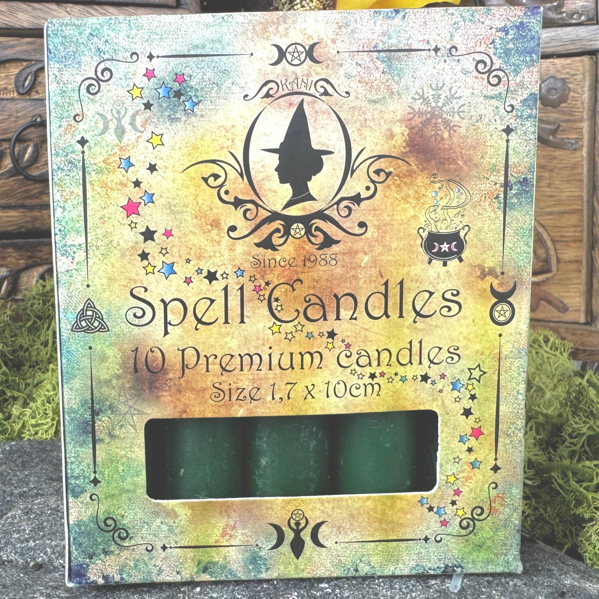 Spell Candles - Grønne - Abundance and Money - Fra Kani Natur Apotek i Sverige / MAANESOESTER.DK / MÅNESØSTER.DK