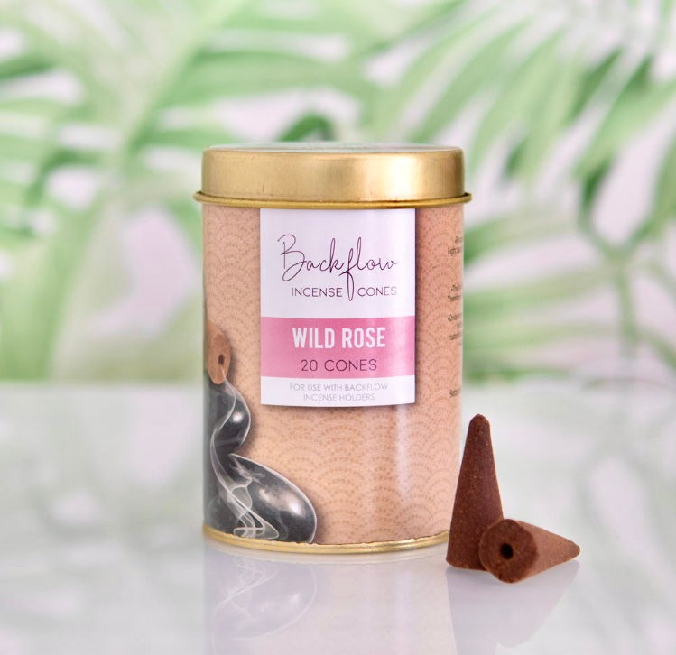 Månesøster Krystaller Jumbo Backflow Røgelses Kegler - Wild Rose