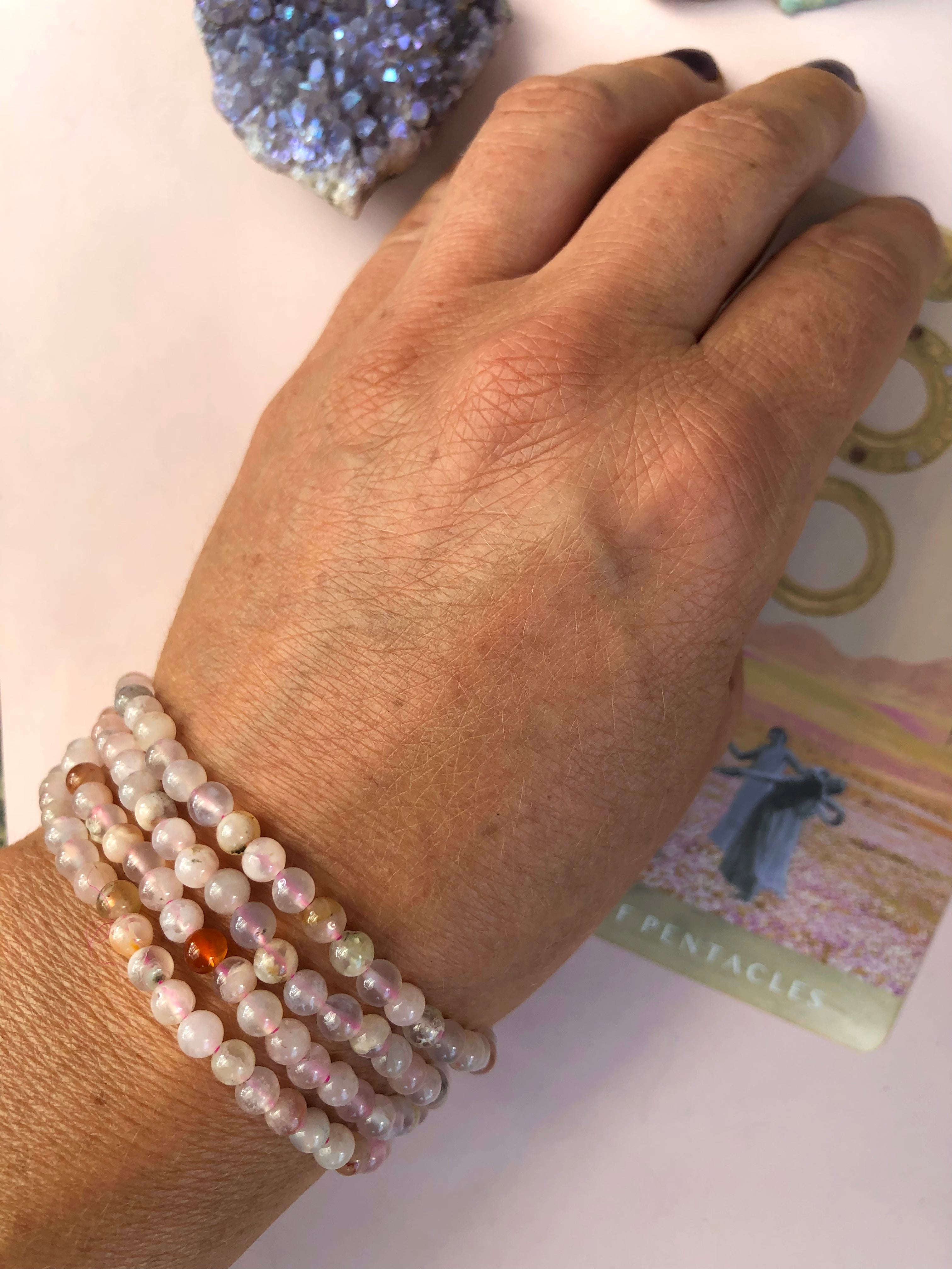 Månesøster Krystaller Blomster Agat Armbånd