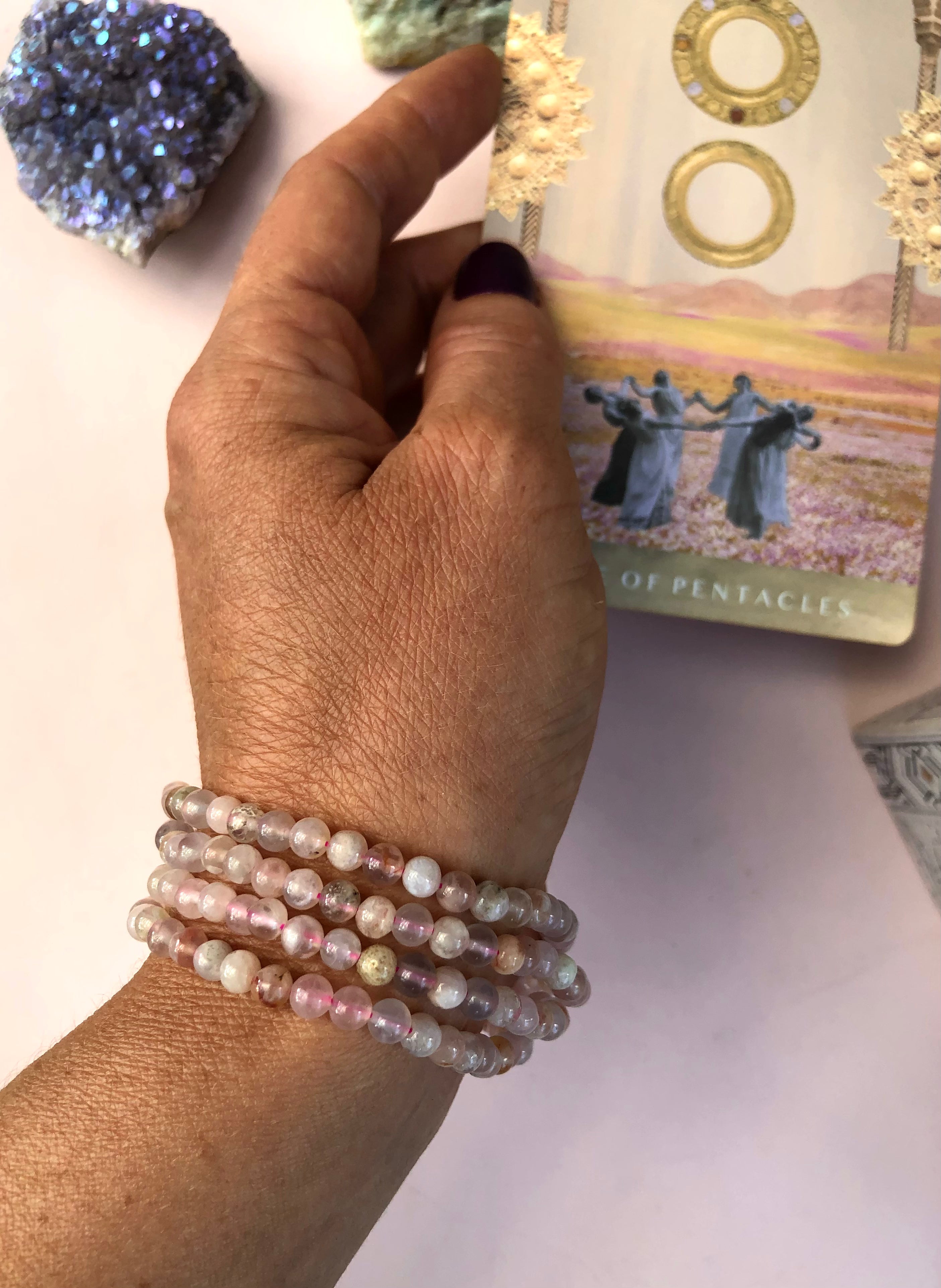 Månesøster Krystaller Blomster Agat Armbånd