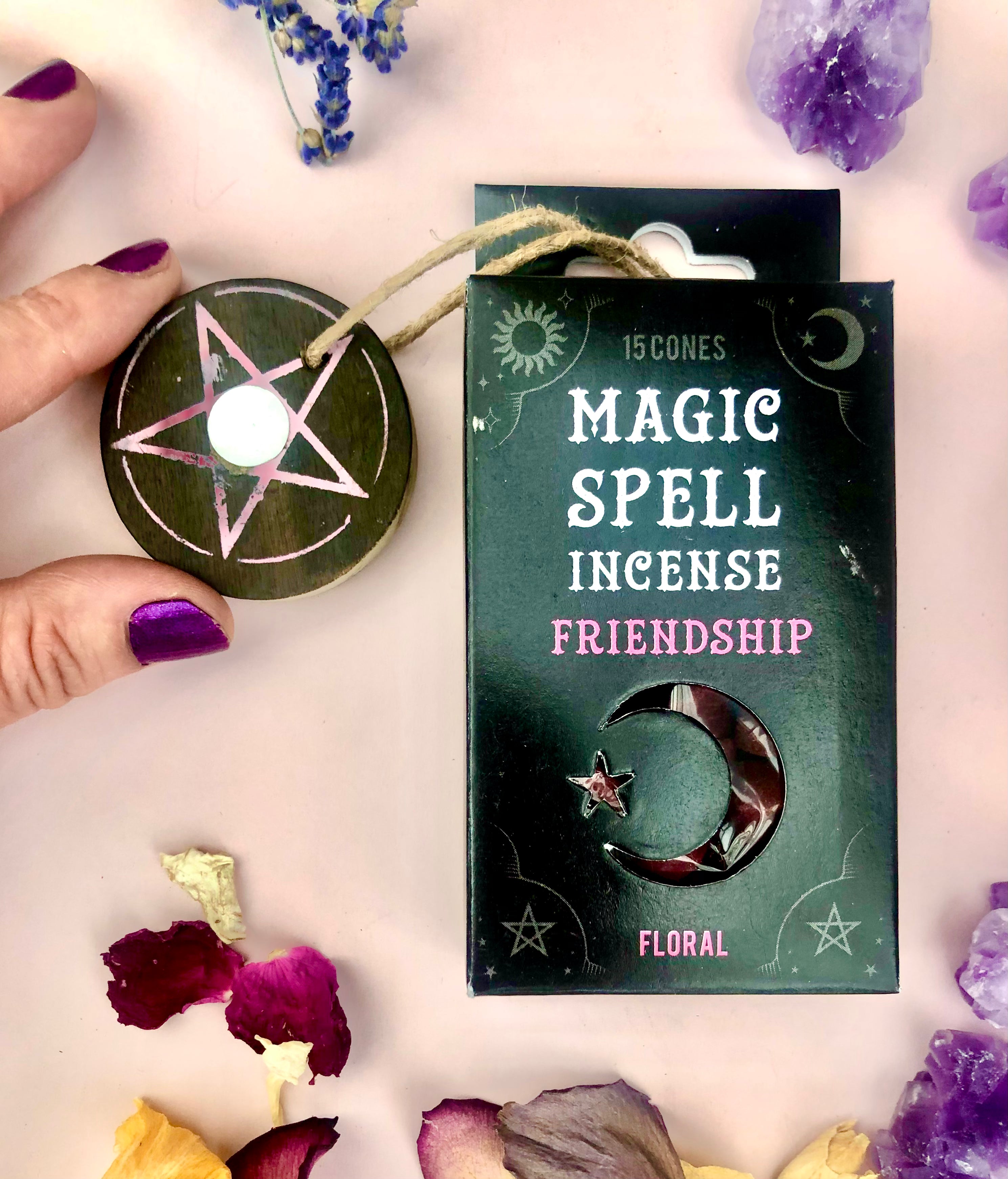 Månesøster Krystaller - Friendship ☾ “Magic Spell” Røgelses Kegler ☾ Flora