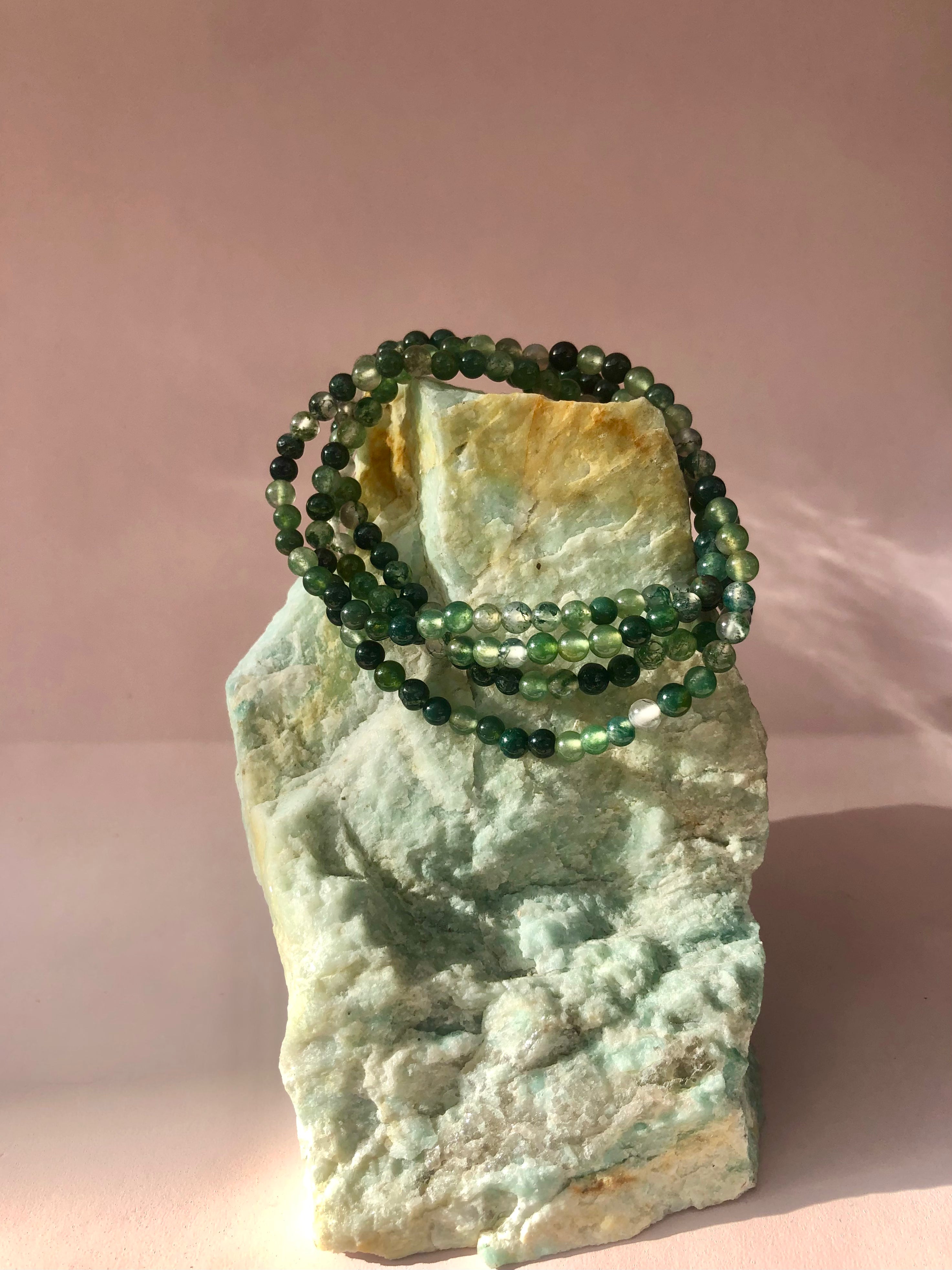 Månesøster Krystaller Mosagat Mos Agat Armbånd ☾ Kærlighed, overskud & samhørighed