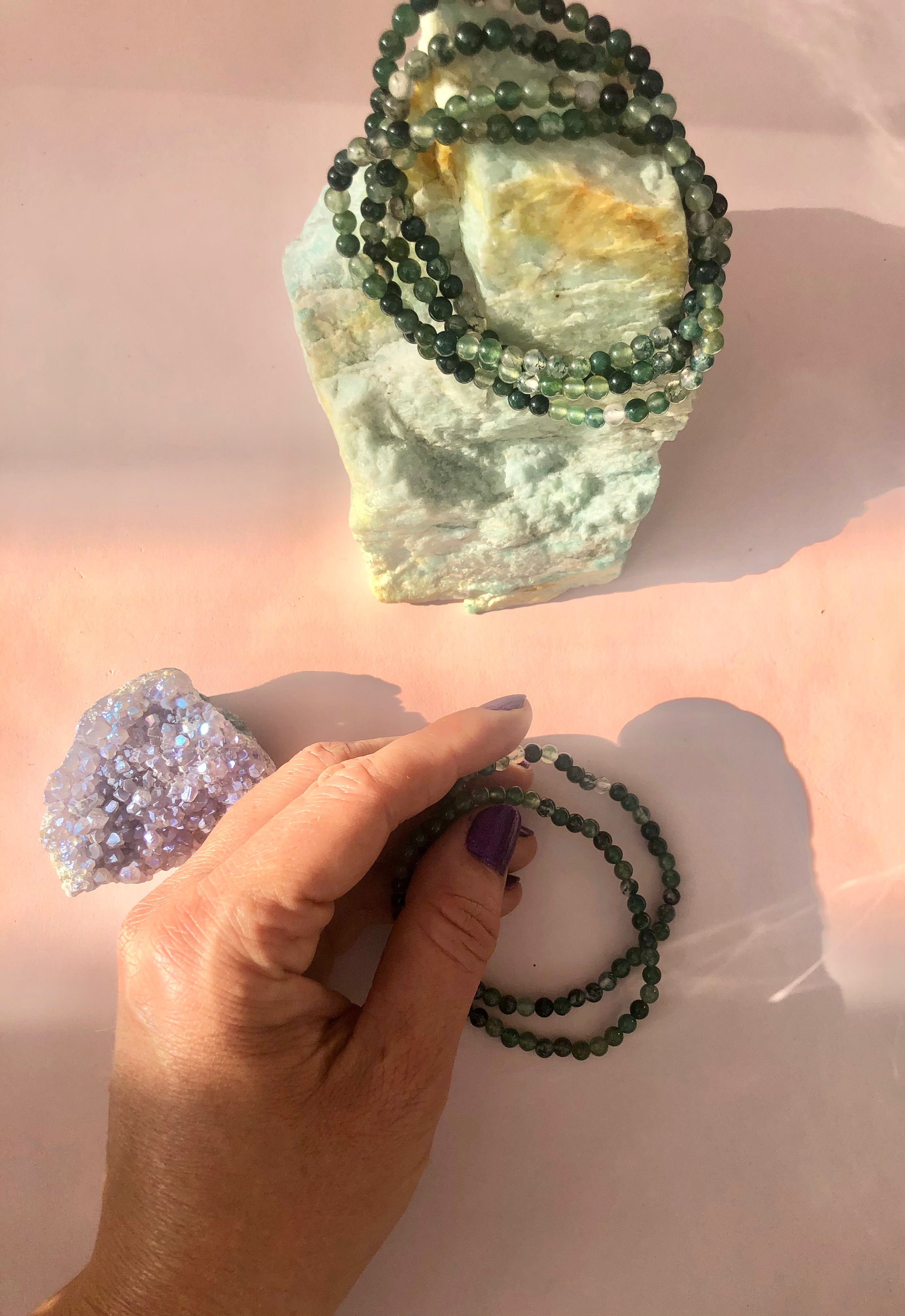 Månesøster Krystaller Mosagat Mos Agat Armbånd ☾ Kærlighed, overskud & samhørighed