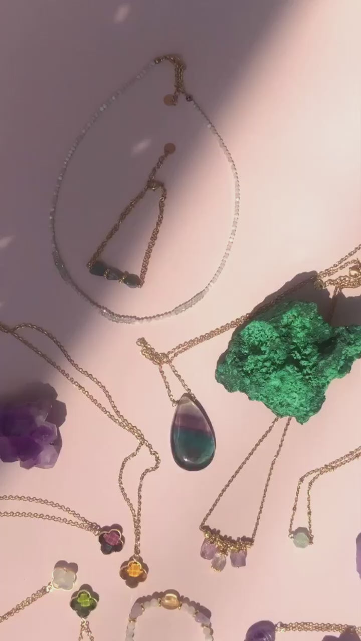 INDISK AGAT + PINK TOPAZ “Kærlighed & Selvrespekt” Choker HALSKÆDE
