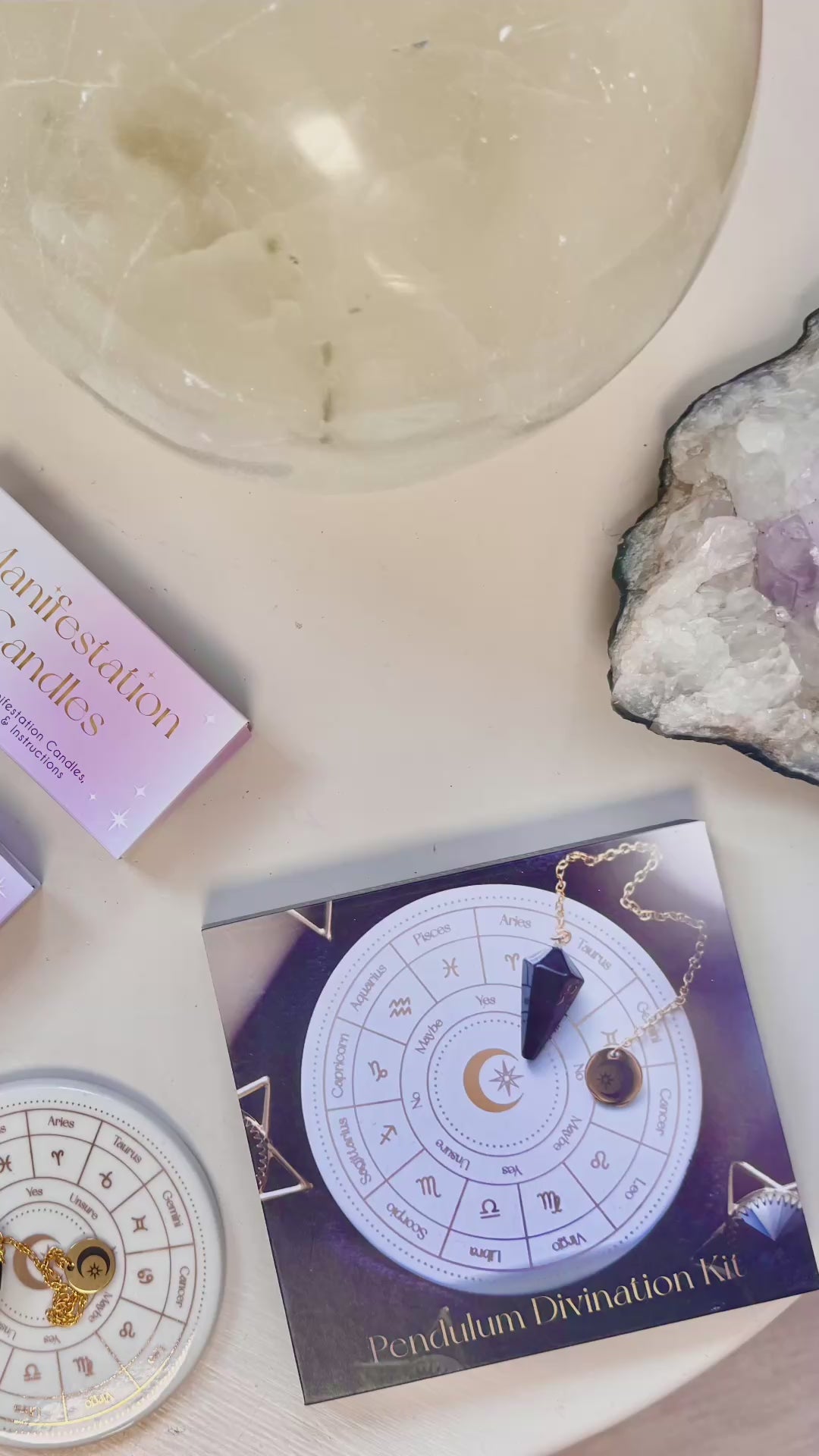 Månesøster Krystaller - Obsidian Pendul - ASTROLOGY WHEEL DIVINATION KIT / MÅNESØSTER.DK/ MAANESOESTER.DK