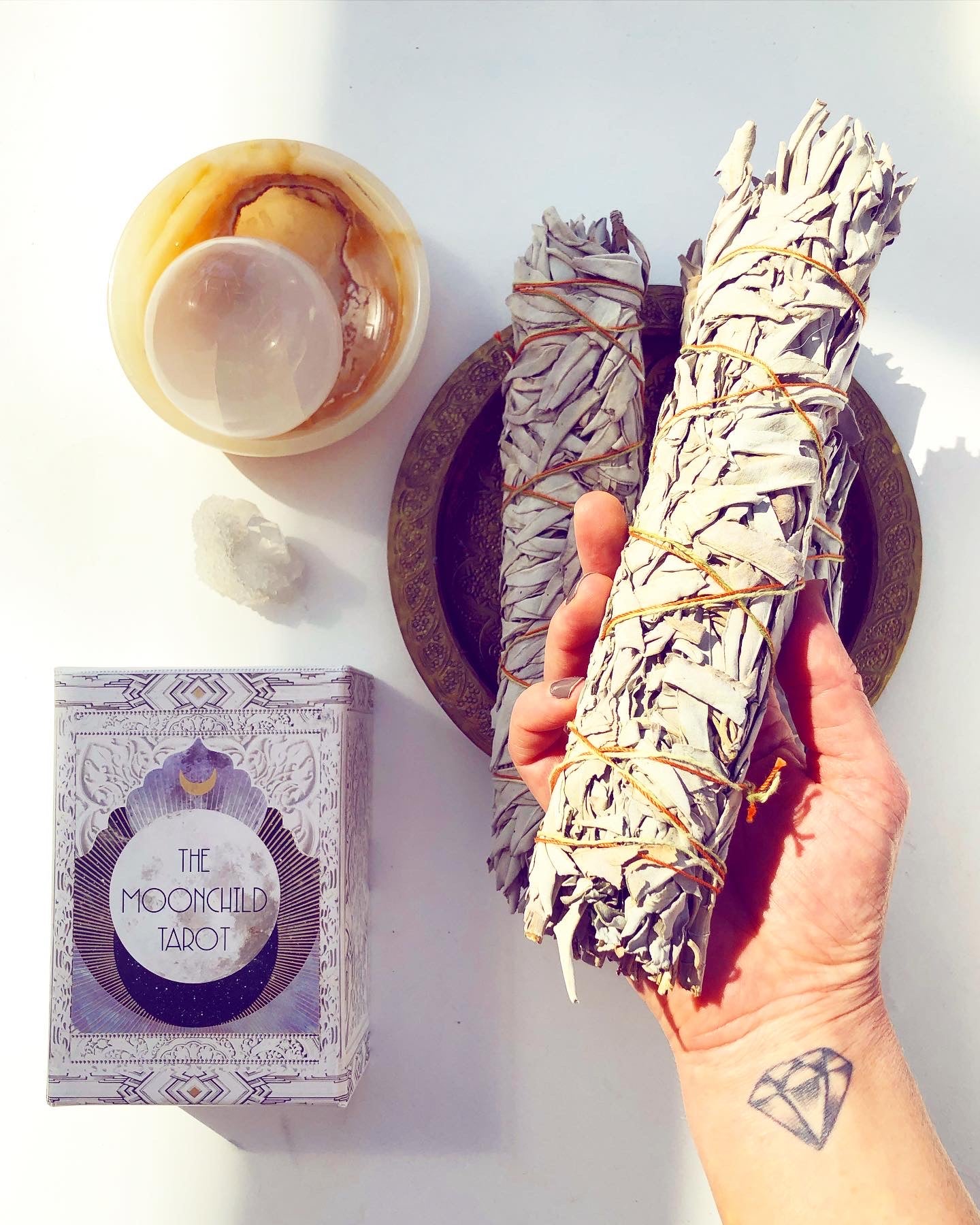Sage Salvie Smudge Stick Røgelse XXL Månesøster Krystaller / MAANESOESTER.DK / MÅNESØSTER.DK