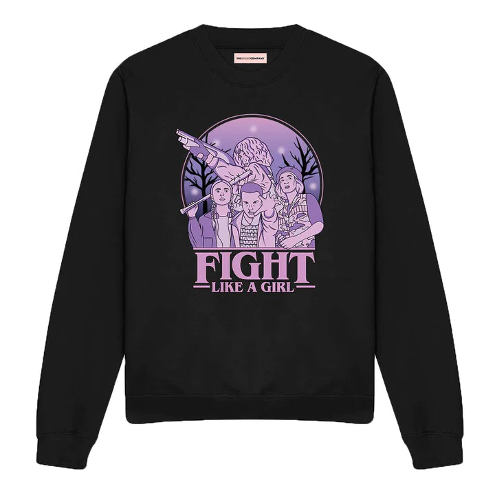 Sweatshirt Stranger Things Fight Like A Girl Månesøster Krystaller / MAANESOESTER.DK / MÅNESØSTER.DK