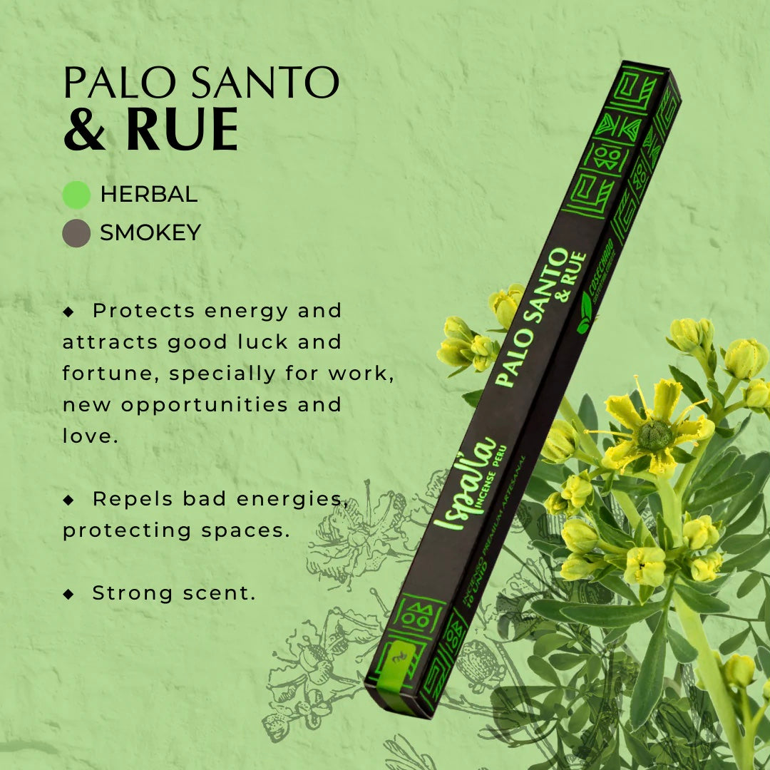 Månesøster Krystaller ॐ Ispalla Incense Peru ॐ Røgelse Med Palo Santo ॐ Vælg mellem 6 varianter Palo Santo + Myrra, +Jasmin, +Copal, +Rue Eller +Eucalyptus