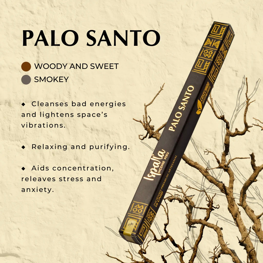 Månesøster Krystaller ॐ Ispalla Incense Peru ॐ Røgelse Med Palo Santo ॐ Vælg mellem 6 varianter Palo Santo + Myrra, +Jasmin, +Copal, +Rue Eller +Eucalyptus