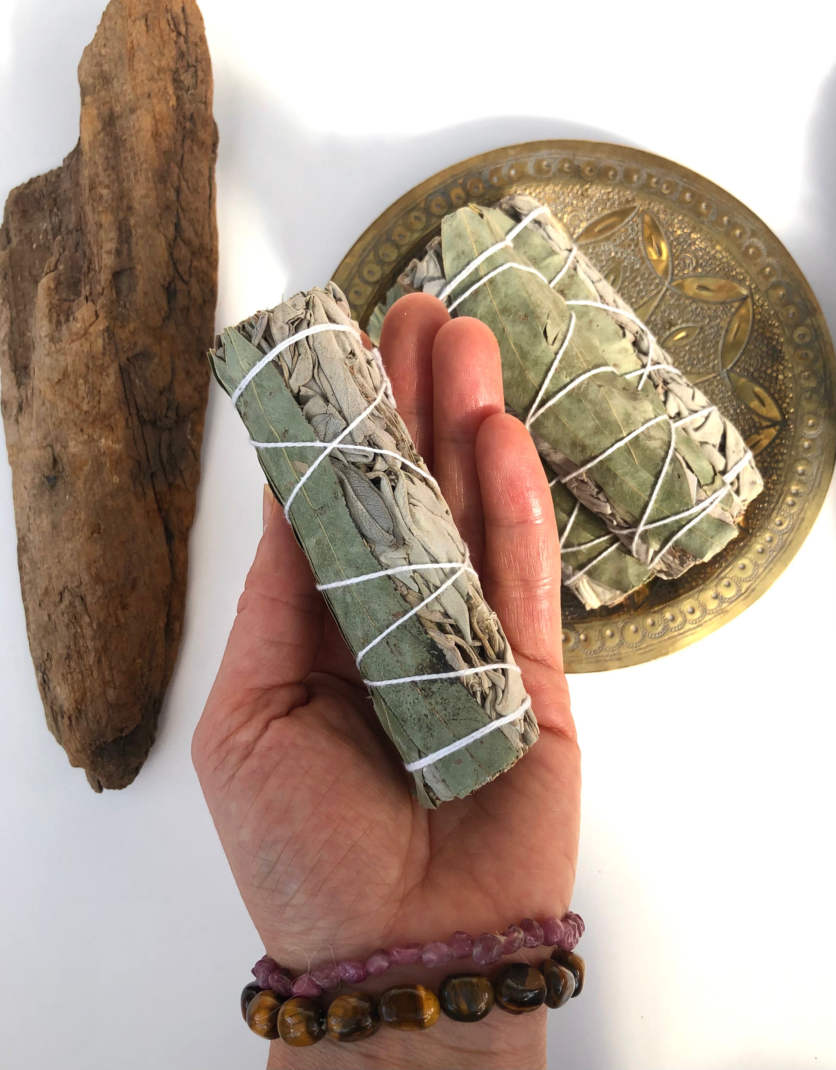 Eucalyptus + Hvid Salvie ☾ Smudge Månesøster Krystaller