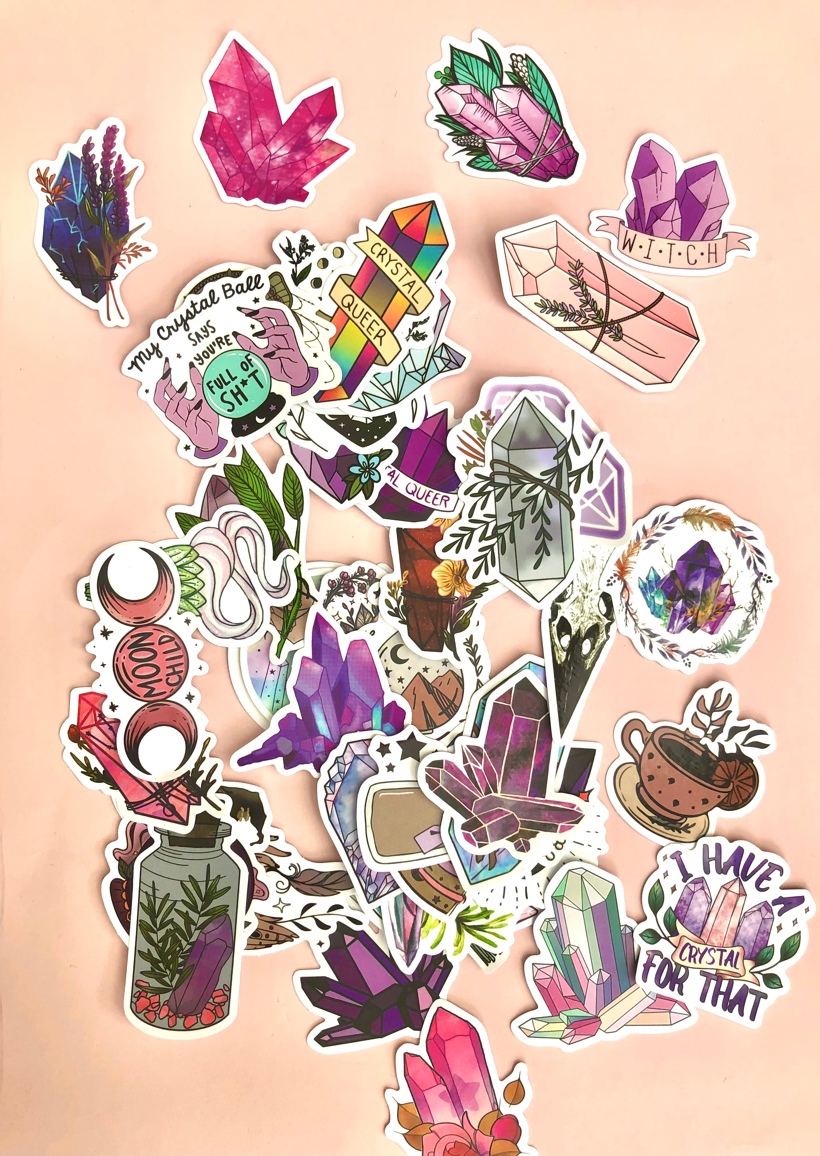 Hekse & Krystal Klistermærker Stickers Månesøster Krystaller Månesøsteren Månesøstrene Månesøstre Maanesoester https://maanesoester.dk