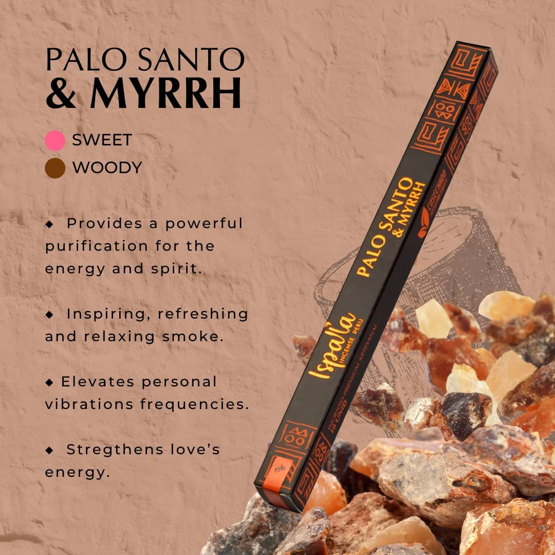 Månesøster Krystaller ॐ Ispalla Incense Peru ॐ Røgelse Med Palo Santo ॐ Vælg mellem 6 varianter Palo Santo + Myrra, +Jasmin, +Copal, +Rue Eller +Eucalyptus