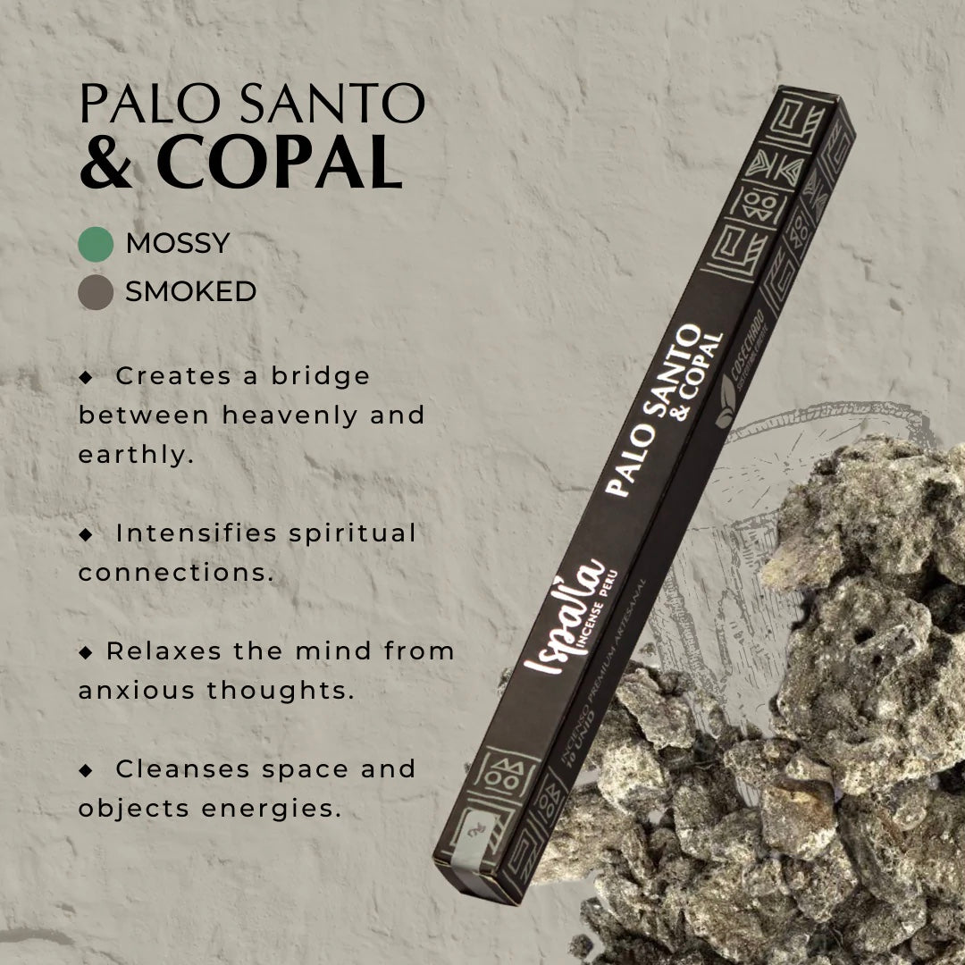 Månesøster Krystaller ॐ Ispalla Incense Peru ॐ Røgelse Med Palo Santo ॐ Vælg mellem 6 varianter Palo Santo + Myrra, +Jasmin, +Copal, +Rue Eller +Eucalyptus