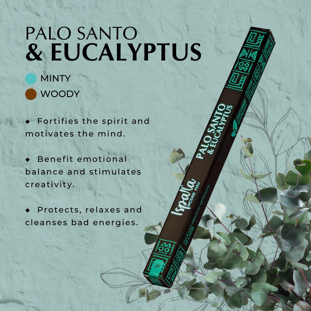 Månesøster Krystaller ॐ Ispalla Incense Peru ॐ Røgelse Med Palo Santo ॐ Vælg mellem 6 varianter Palo Santo + Myrra, +Jasmin, +Copal, +Rue Eller +Eucalyptus