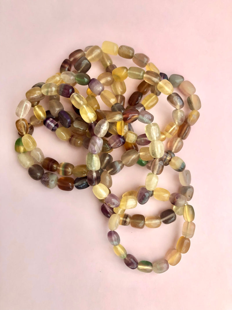 Chunky Regnbue Fluorit Armbånd ☾ Koncentration, Grounding & Balance ☾