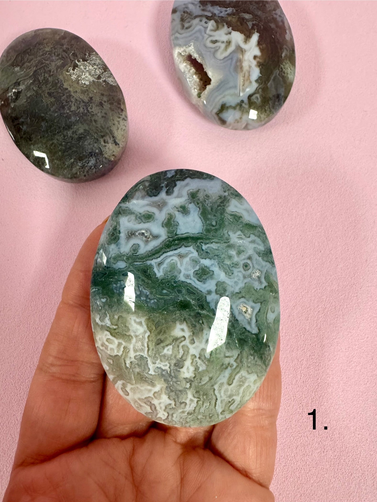 Mosagat palmstone ☾ Kærlighed, overskud & samhørighed 7x4,7 cm