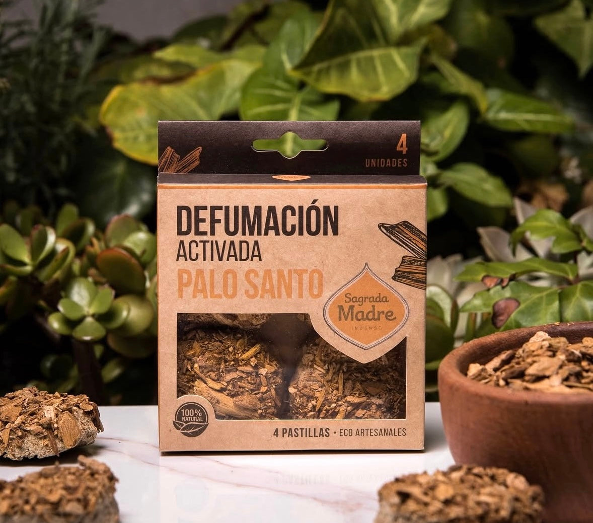 “Palo Santo Aktiv” – Helligt Træ & Udvidet Røgelsesritual
- æske med 4 Røgelsespastiller fra sagrada madre