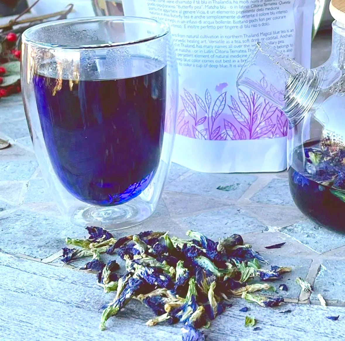 Månesøster Krystaller Blå Butterfly Pea blomst ☽ Sommerfugleærteblomst ☽ Økolologisk fra tea Soul - italien ☽ 50 gram