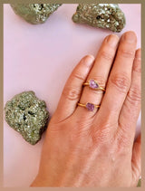 Rå Pink Turmalin ring ☾ UBETINGET KÆRLIGHED, RO & FEMININ ENERGI ☾ Belagt med 18 karat guld